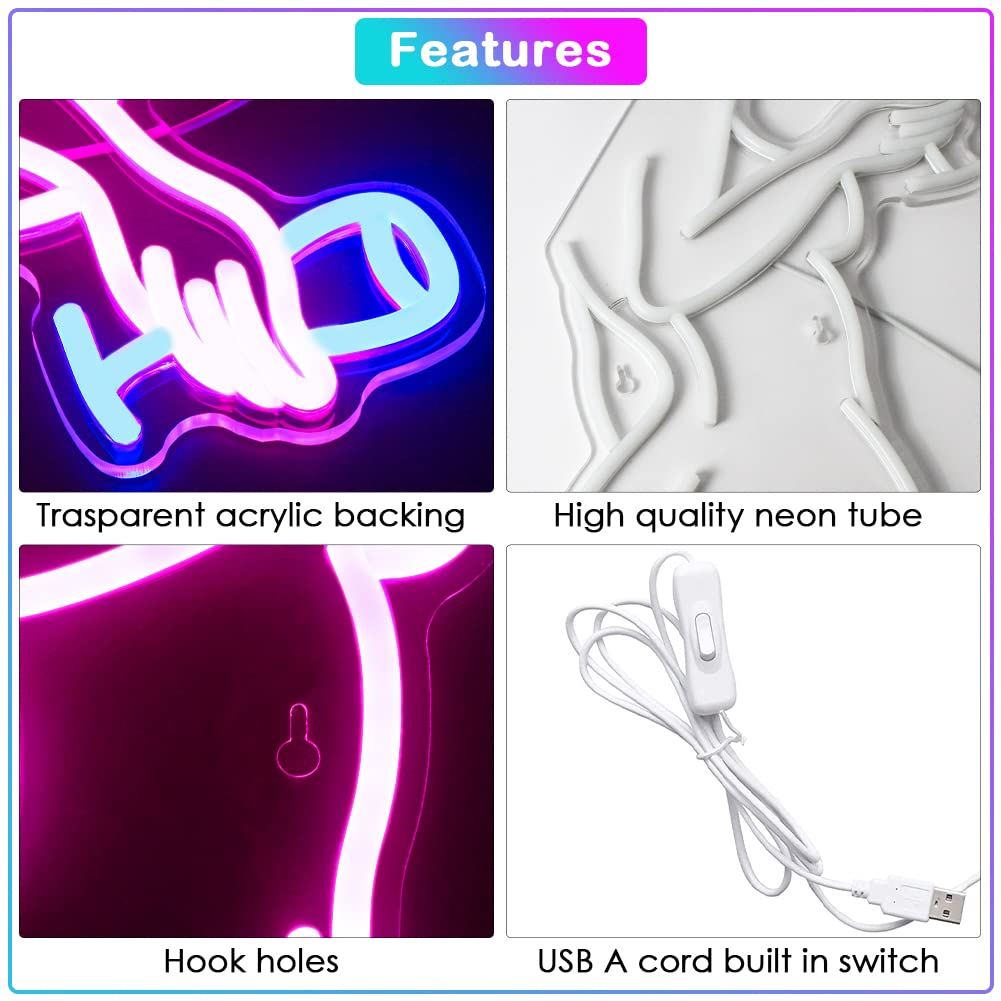 JURONGYILU Neon Sign - Dimmable LED Wall Decor Light - Pink Lady - USB Powered for Bedroom, Man Cave, Bar, Party