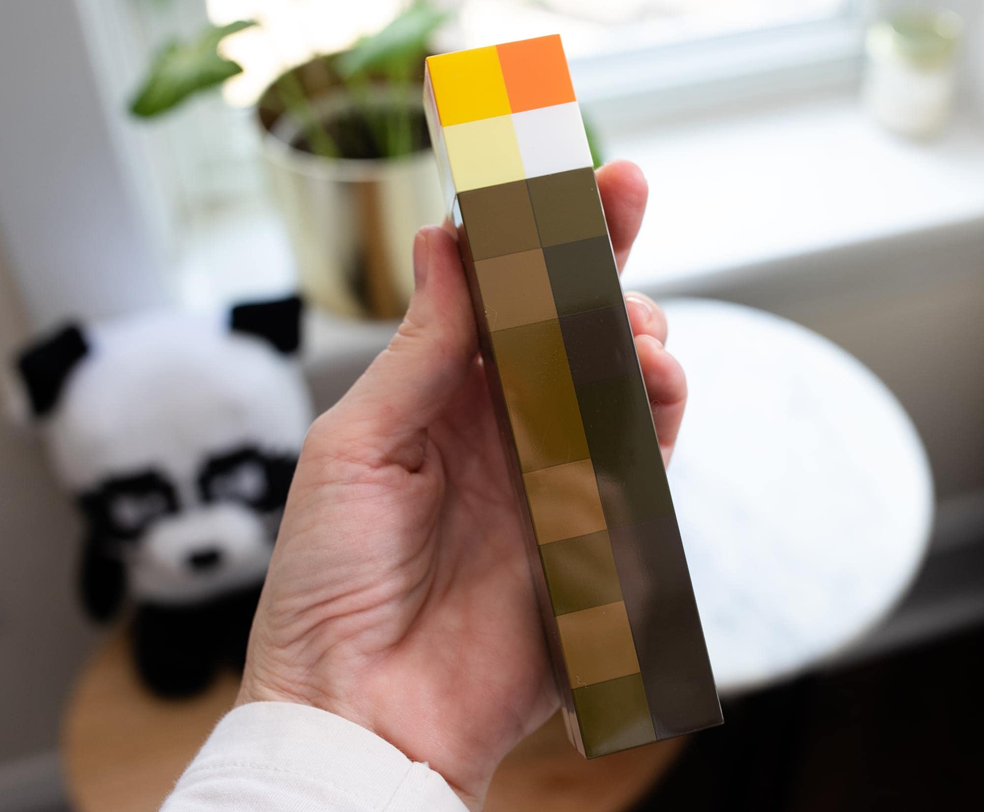 Ukonic Minecraft Brown Stone Torch Nightlight | LED Dusk to Dawn Sensor | Kids Bedroom & Playroom Decor