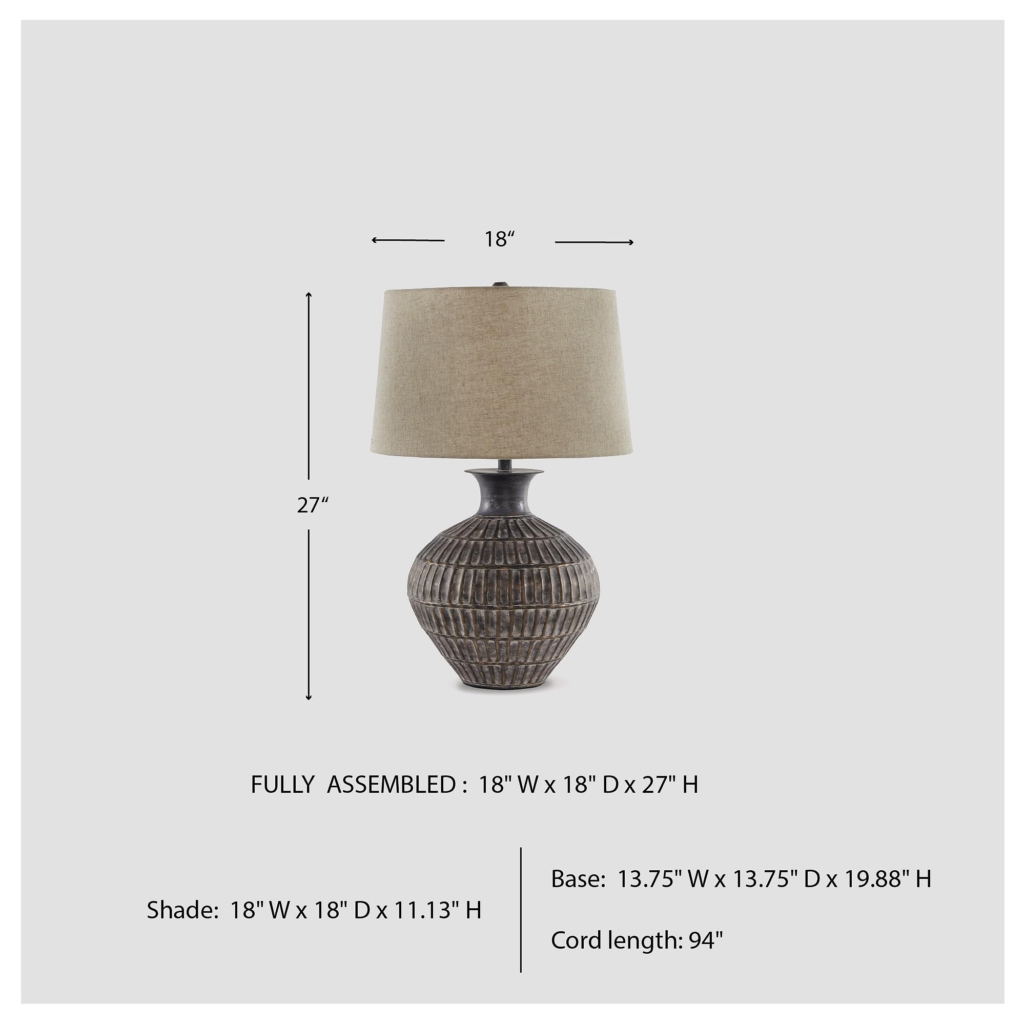 Signature Design By Ashley Magan Table Lamp, 18W X 18D X 27H, Antique Bronze Finish, Model L207354, Metal Construction