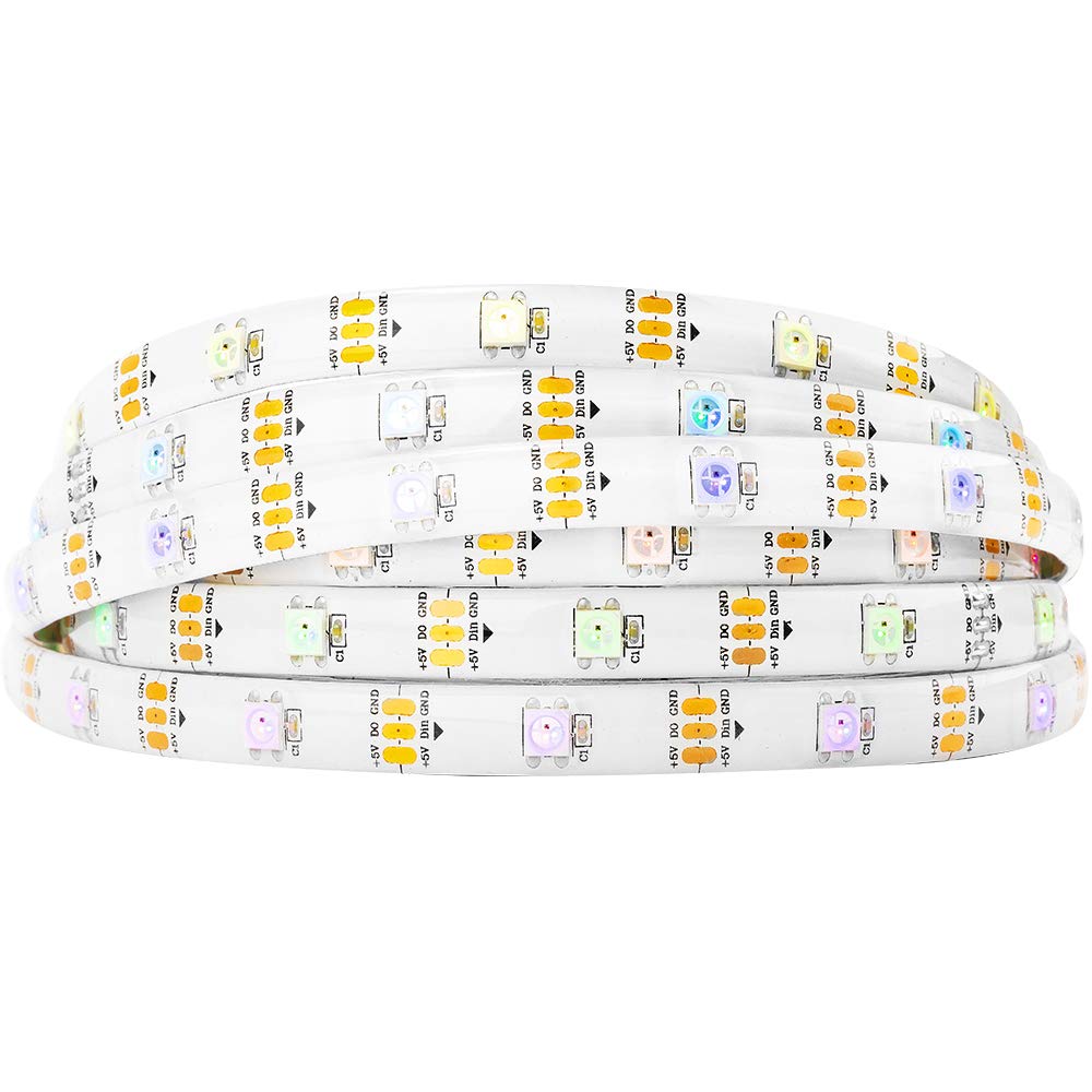 BTF-LIGHTING WS2812B RGB LED Pixel Strip 16.4FT 150LED White PCB IP65 Waterproof FPCB