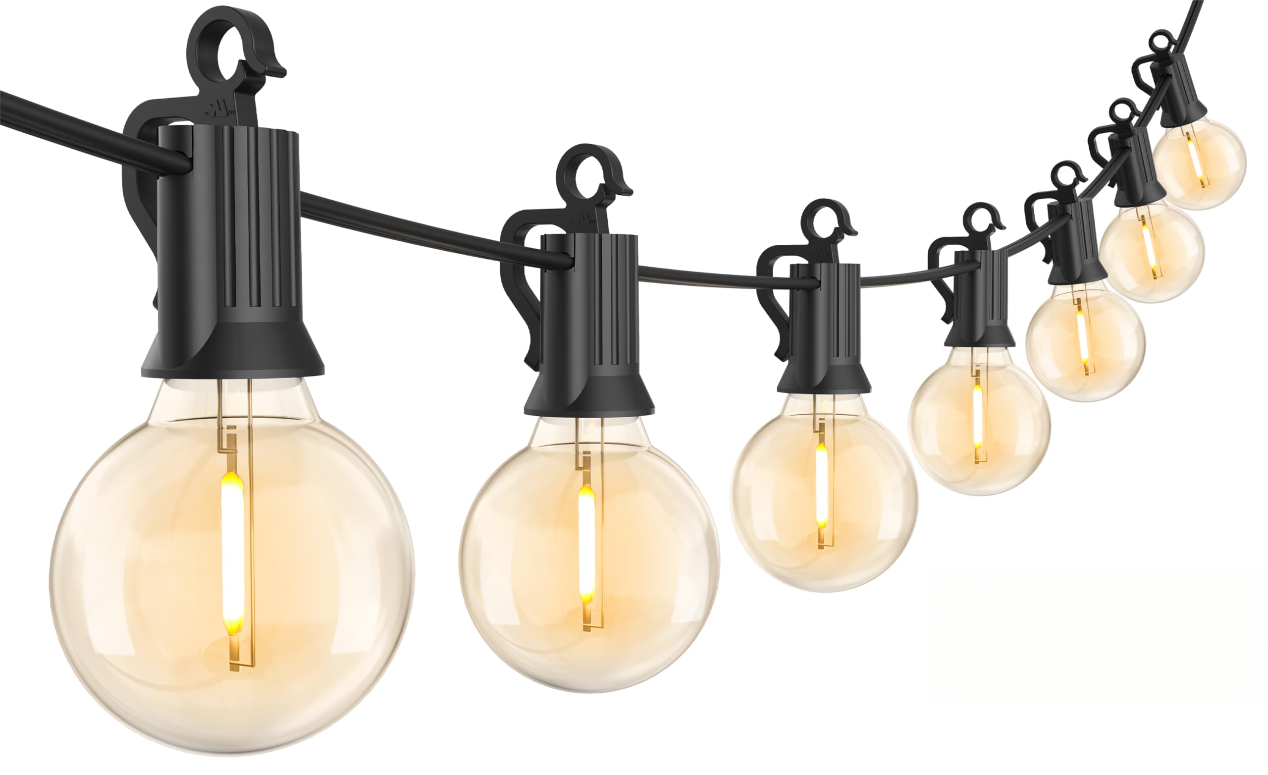 Outdoor String Light 25Feet G40 Globe Patio Lights with 27 Edison Glass Bulbs(2 Spare), Waterproof Connectable Hanging Christmas