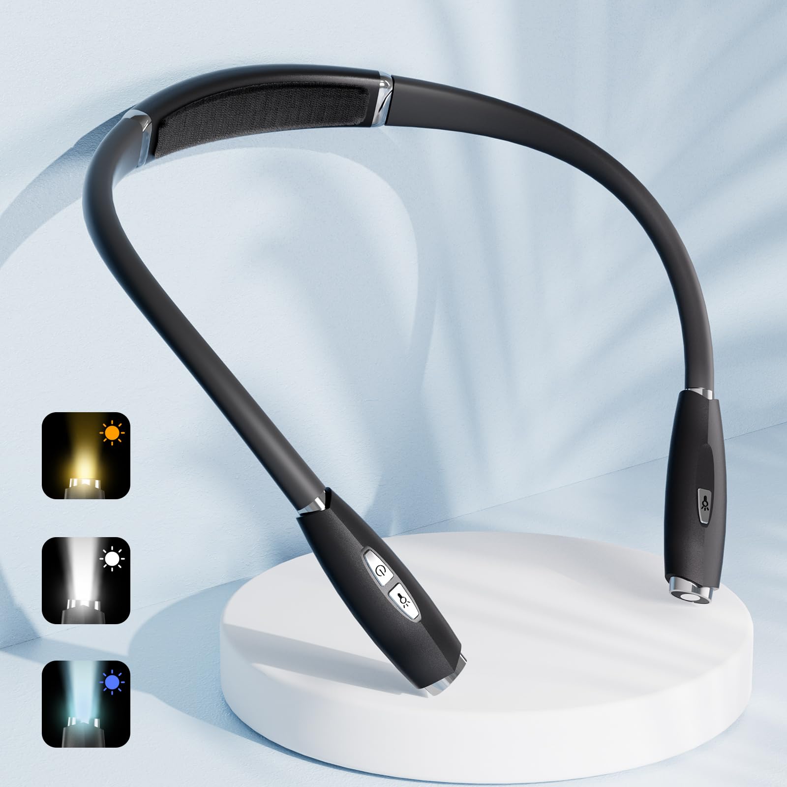 Mood Pie Rechargeable Neck Reading Light, Book Light For Reading In Bed At Night, Led Reading Lamp With 3 Brightness Levels, Por