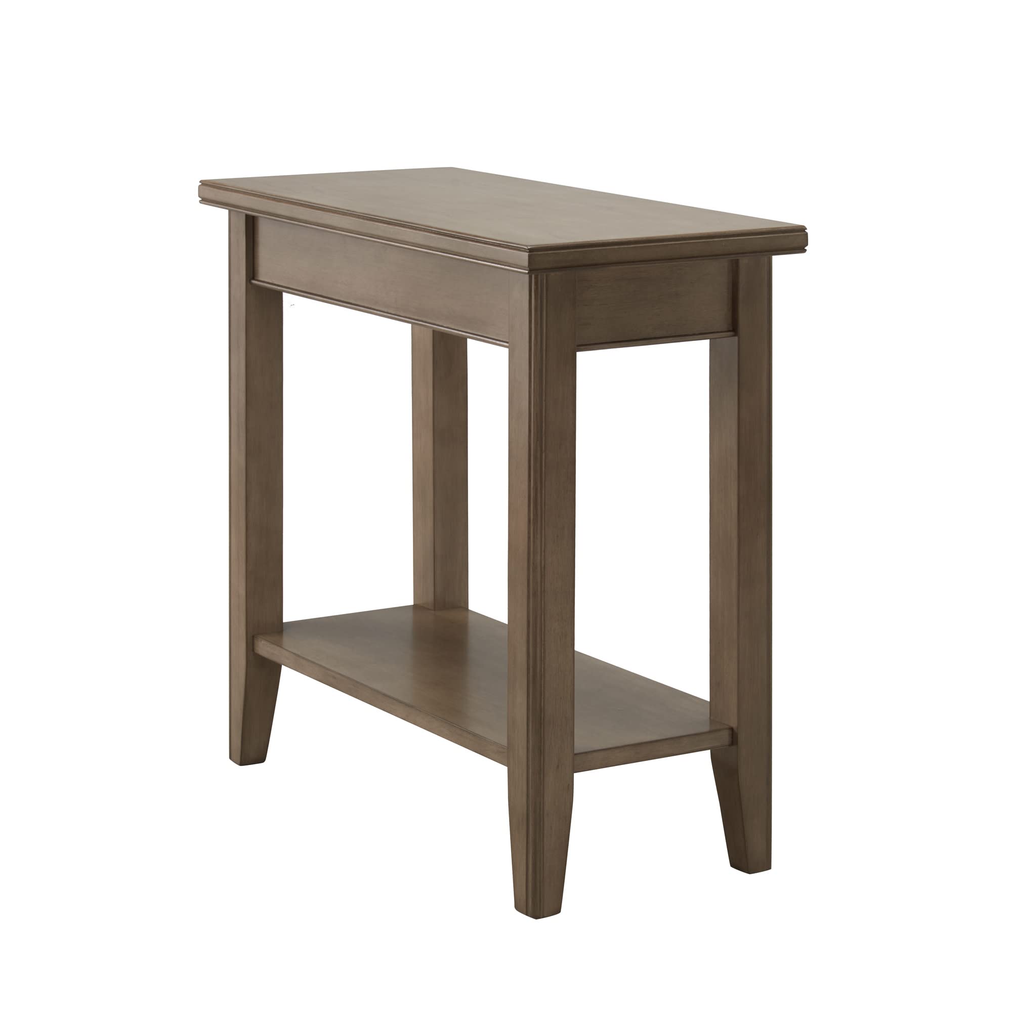 Leick Home Laurent 12 In. Narrow End Side Table, Solid Wood With Shelf, Smoke Gray, 10505-Gr