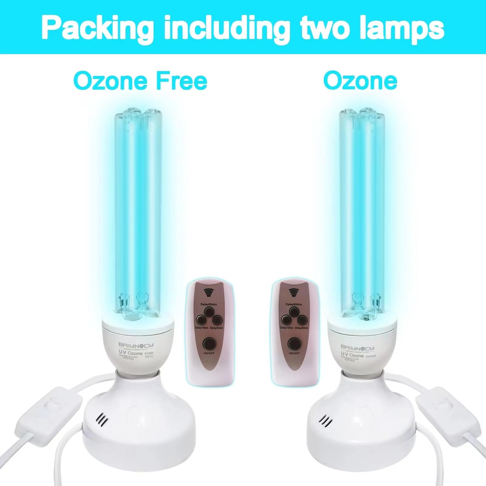 BAIMNOCM 50 Watt UV Light Sanitizer, UVC Germicidal Lamp with E26 Base and Remote Control, Home Disinfection Device UV Light Bul