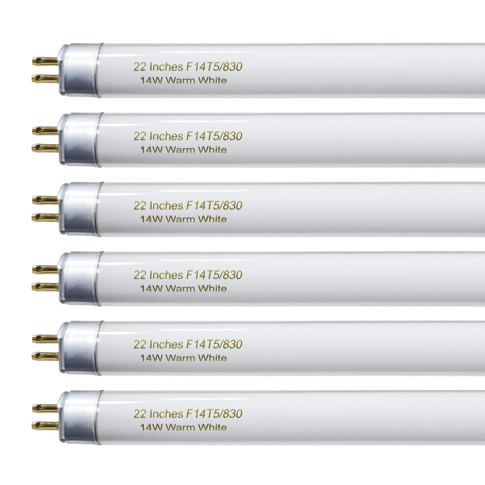 Konideke 22 Inch T5 Fluorescent Light Bulb 14W F14T5WW 3000K Warm White G5 Base 6 Pack