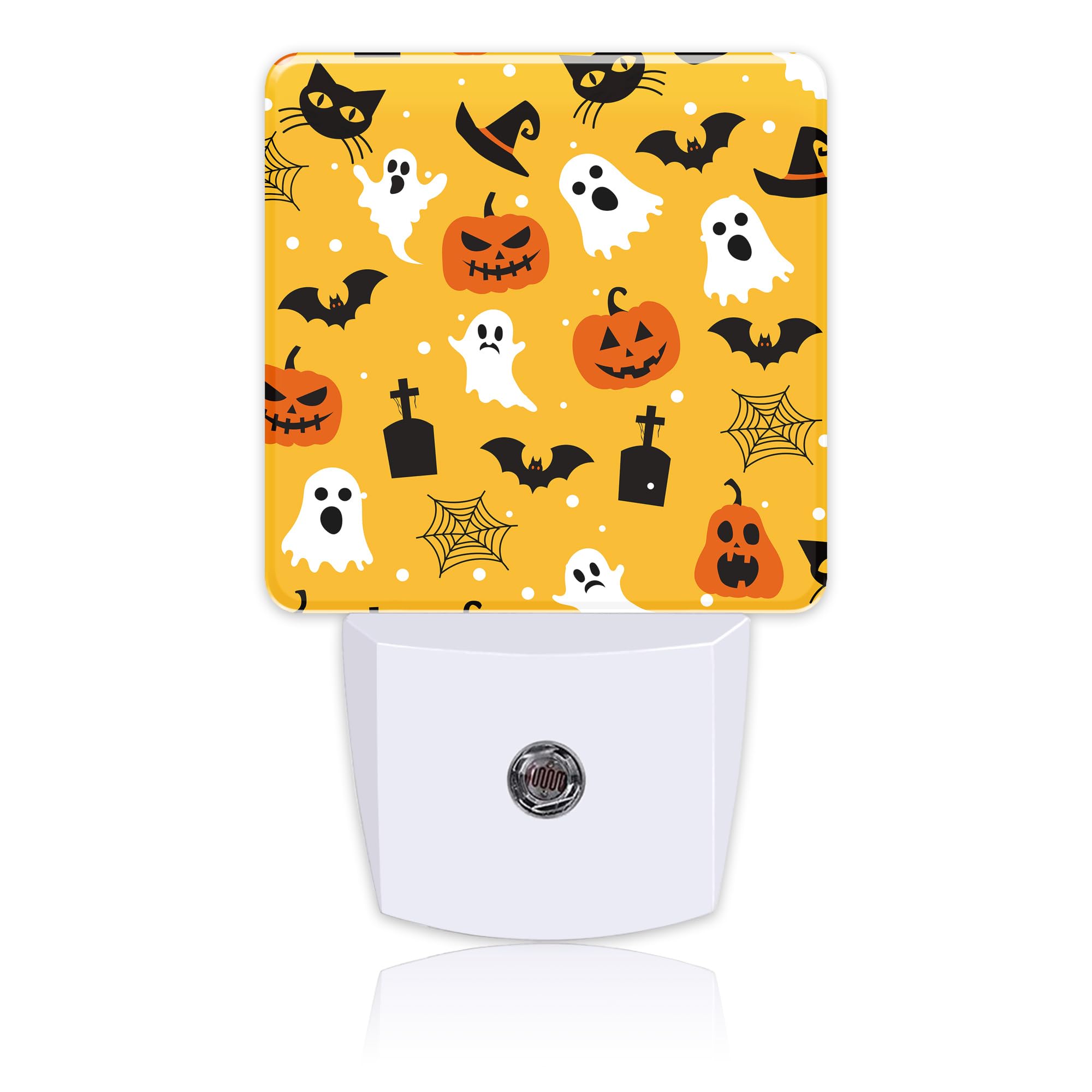 Uiaoiais Halloween Pumpkin Bat Black Cat and Ghost Night Light for Kids, LED Night Light Plug into Wall with Dusk to Dawn Sensor