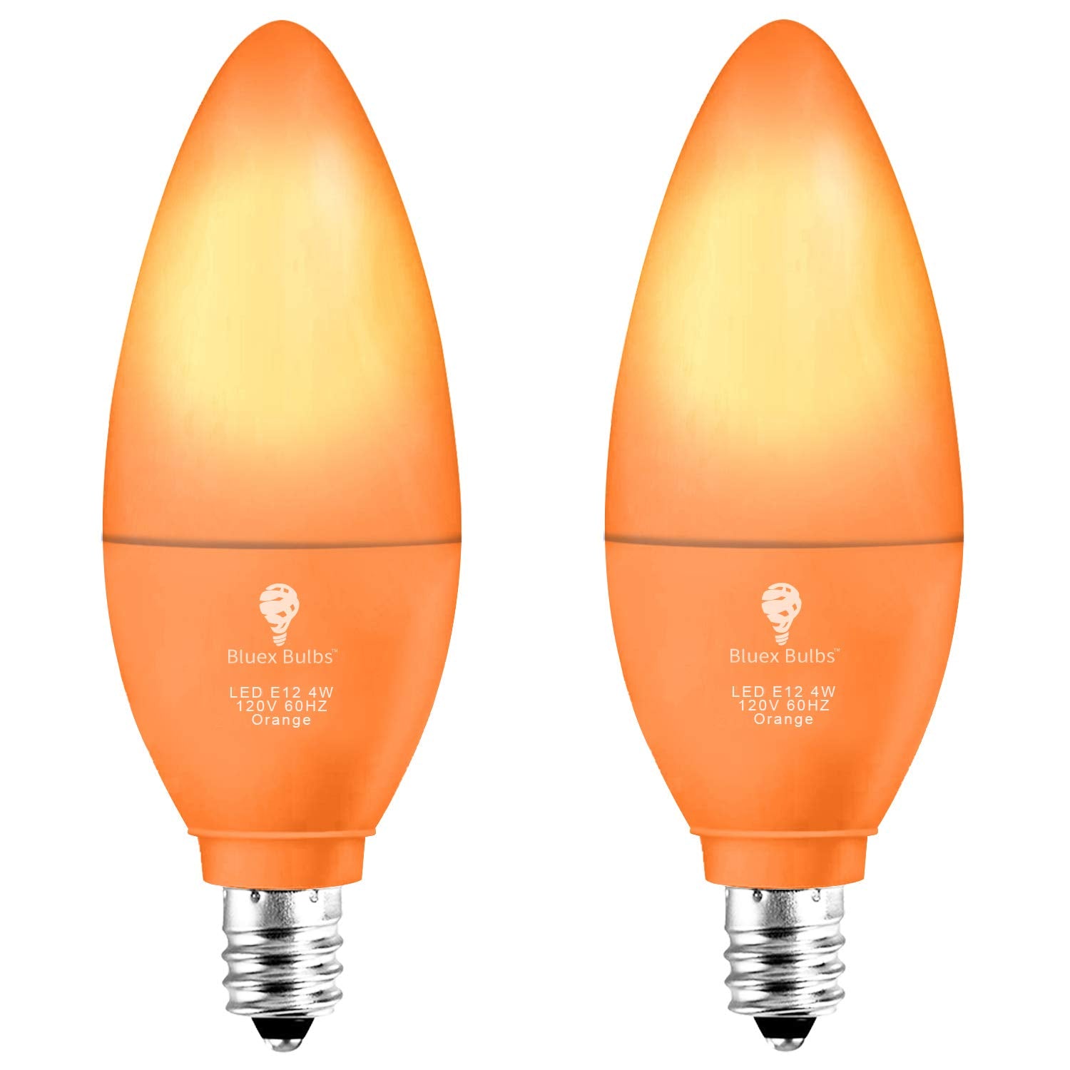 2 Pack BlueX LED Candle Orange Light Bulb - 4W (40Watt Equivalent) - E12 Base Orange LED Orange Bulb, Party Decoration, Porch, H