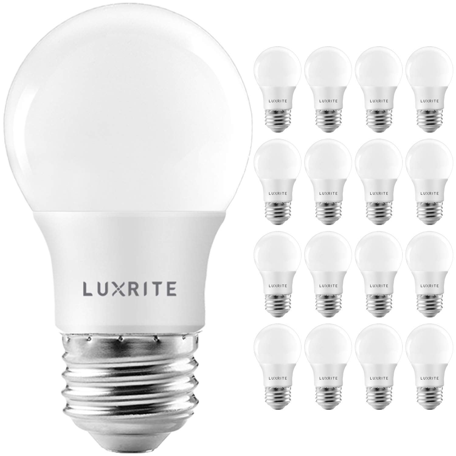 LUXRITE A15 LED Bulb, 7W, 600 Lumens, Dimmable, UL Listed, 3000K Soft White, E26 Medium Base, 16 Pack