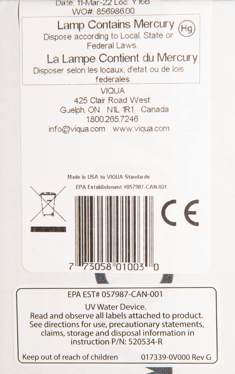 Viqua S200Rl-Ho Replacement Uv Lamp For Vh200 System - Clear, 1 Count