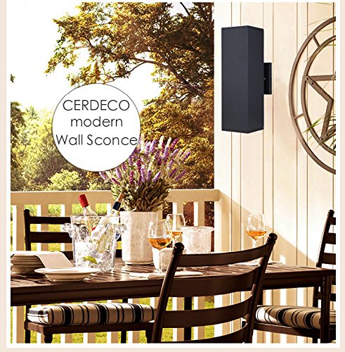 Cerdeco Aluminum Outdoor Wall Light - Matte Black Up Down Sconce, UL Listed, Model 37858TZ