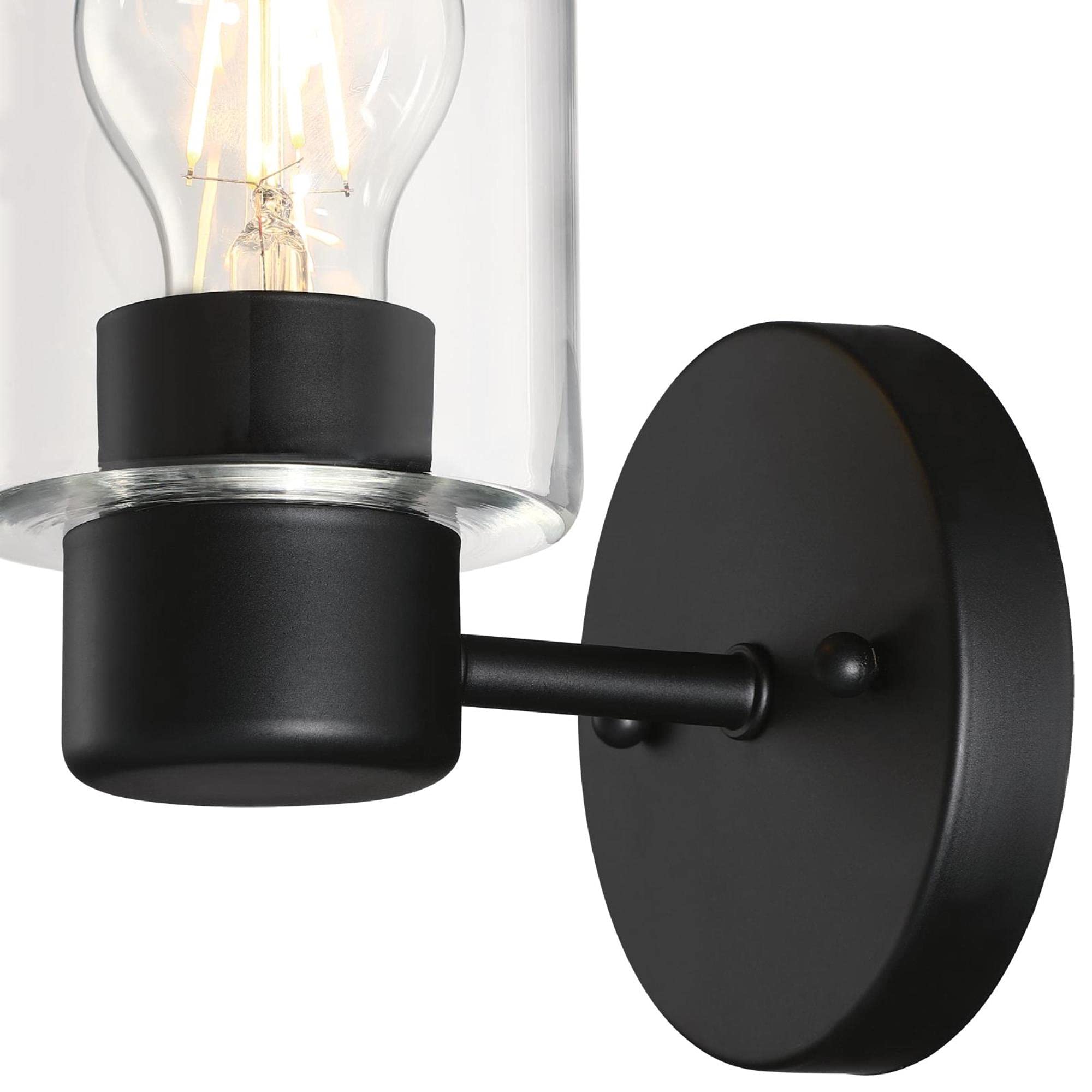 Westinghouse Sylvestre One-Light Indoor Wall Light Fixture, Matte Black, Clear Glass, Model 6115500