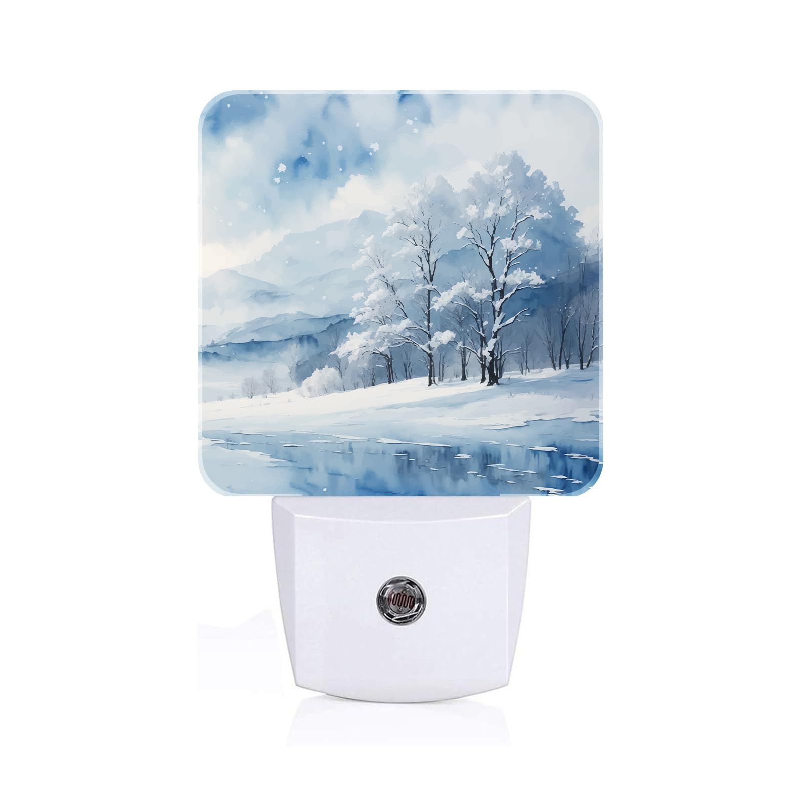 FSHVQKD Snow Forest Night Light,Plug-in Night Lights with Dusk-to-Dawn Sensor for Stairway,Hallway,Bedroom Sleep Friendly Ideal 