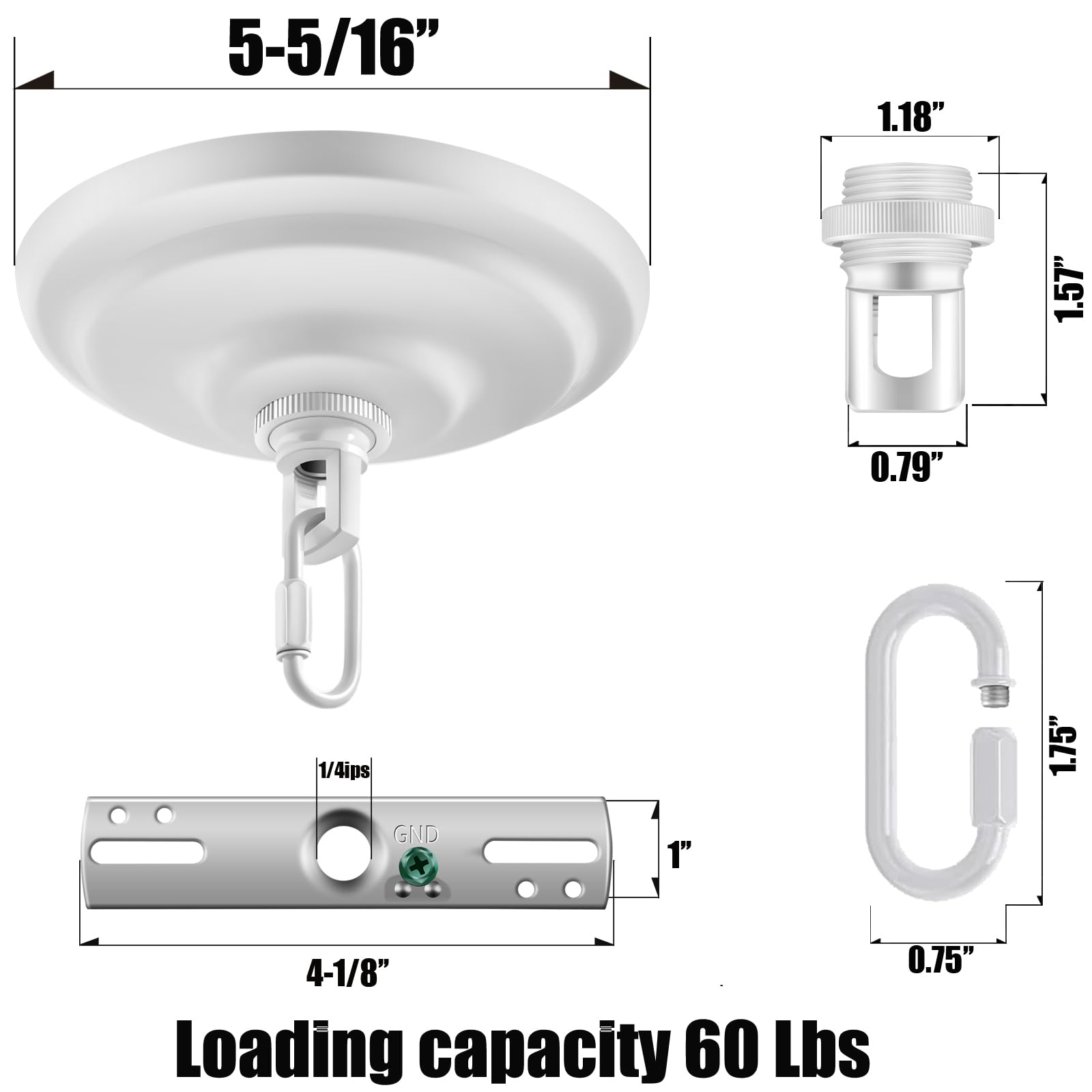 Mayomajo 2 Pack Of 5-5/16 Inches Light Canopy Kit  Heavy Duty Replacement Cover Plate With Mounting Hardware For Chandelier  Pendant Lighting & Swag Light (White  5-5/16 Inch Canopy)
