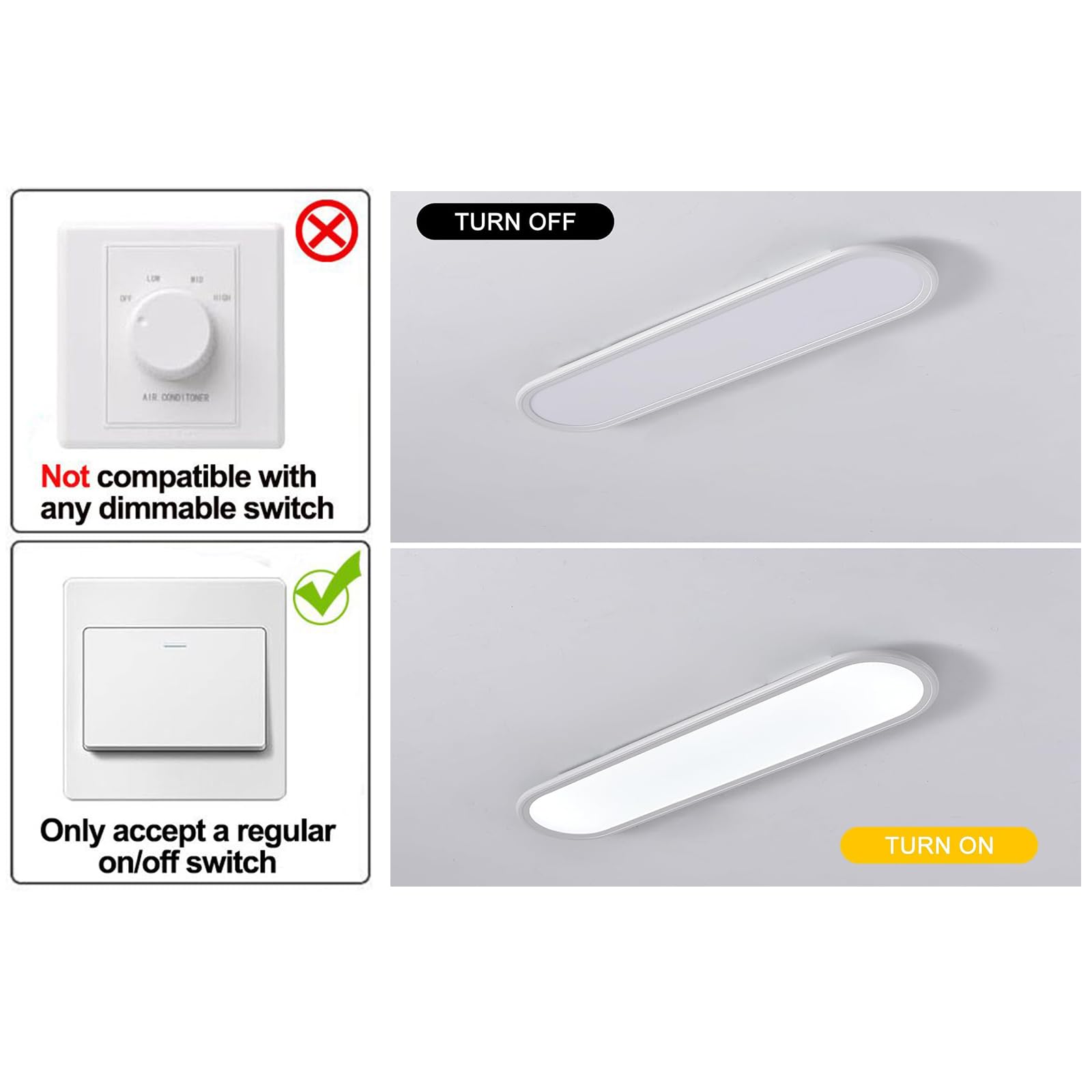 Ganeed 27.6 Inch Led Ceiling Light, High Brightness Linear Ceiling Lamps,6500K Cool White Modern Ultra Thin Low Profile Light Fi