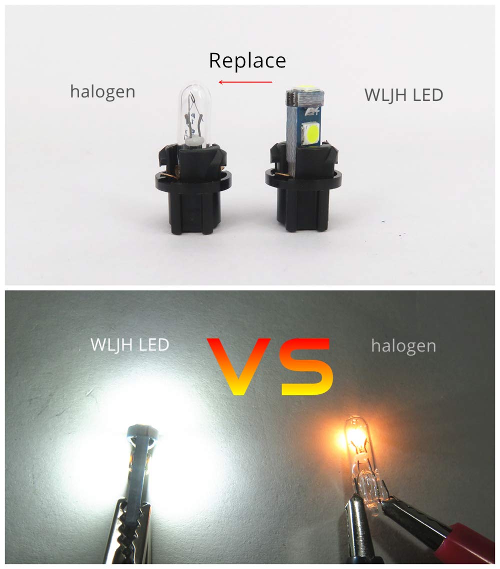 Wljh 6Pack White Dash Lights Pc74 Twist Locket Socket Wedge T5 Led Bulb 37 74 2721 3030Smd Dashboard Instrument Cluster Bulbs,Plug And Play