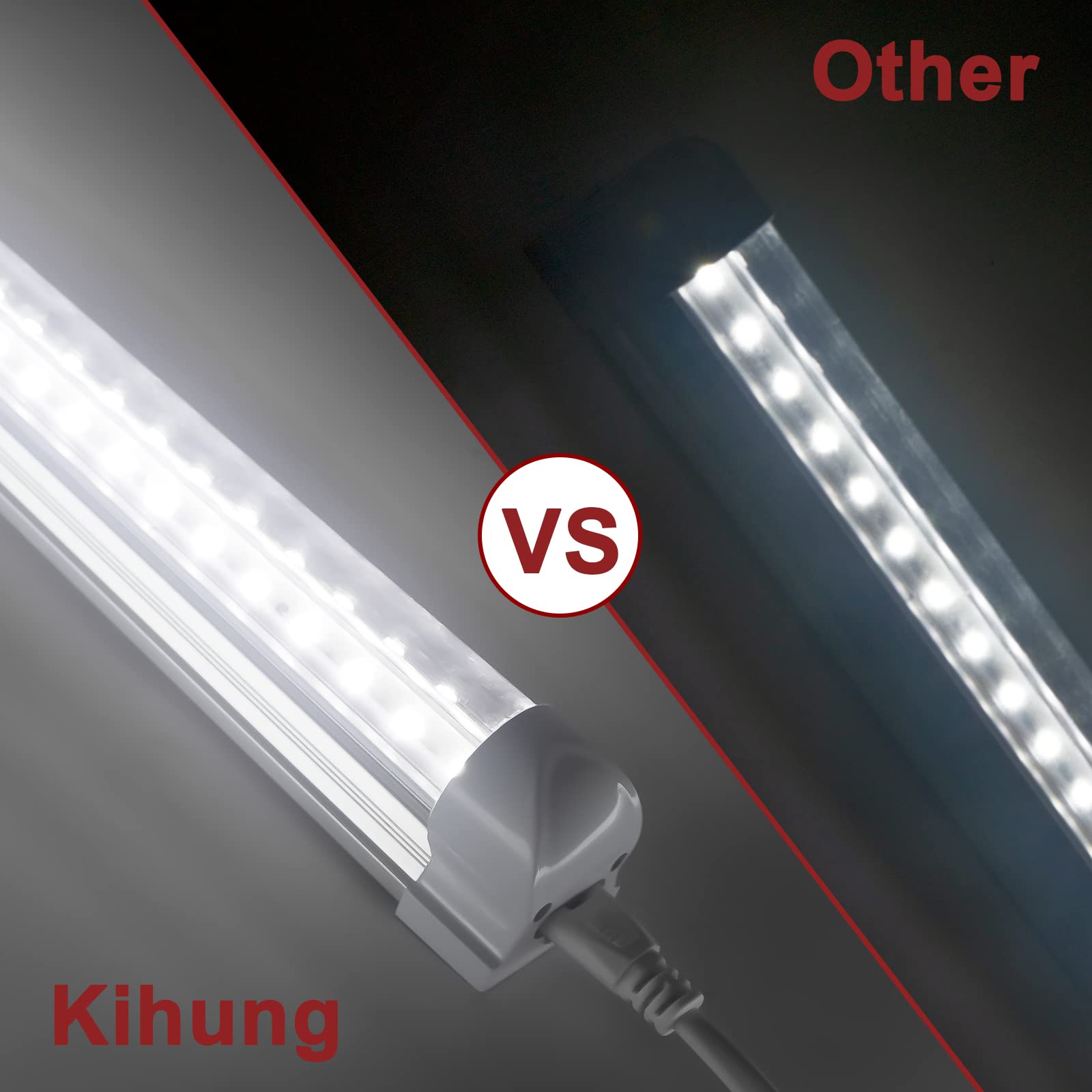Kihung Led Shop Light 4Ft, 40W 5200 Lumen 6000K (Super Bright White), V Shape T8 Led Tube Light, Clear Cover, 4 Foot Strip Light Fixture For Garage Warehouse Workshop Basement, 8-Pack