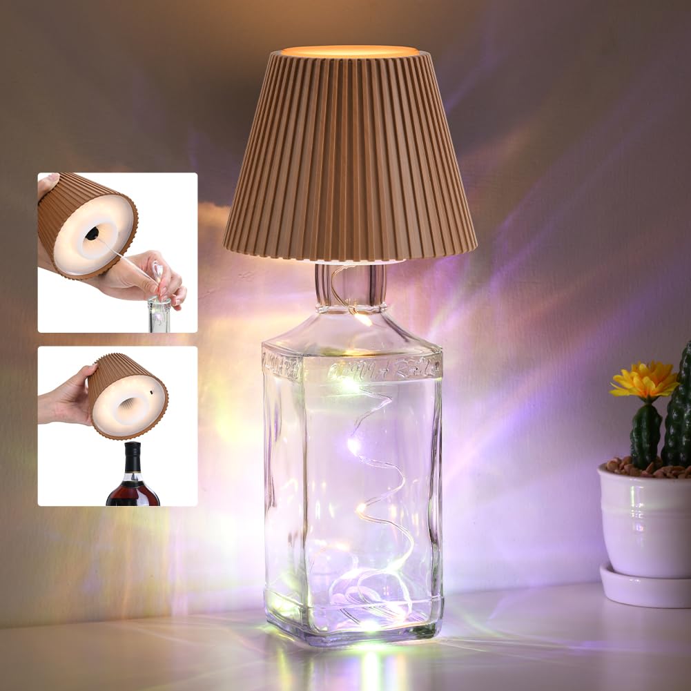 WILIT Wireless Bottle Lamp Shades for Table Lamps, 3-Level Brightness Rechargeable Lamp Shade for Bottles, Bar Lamps for Home Ba