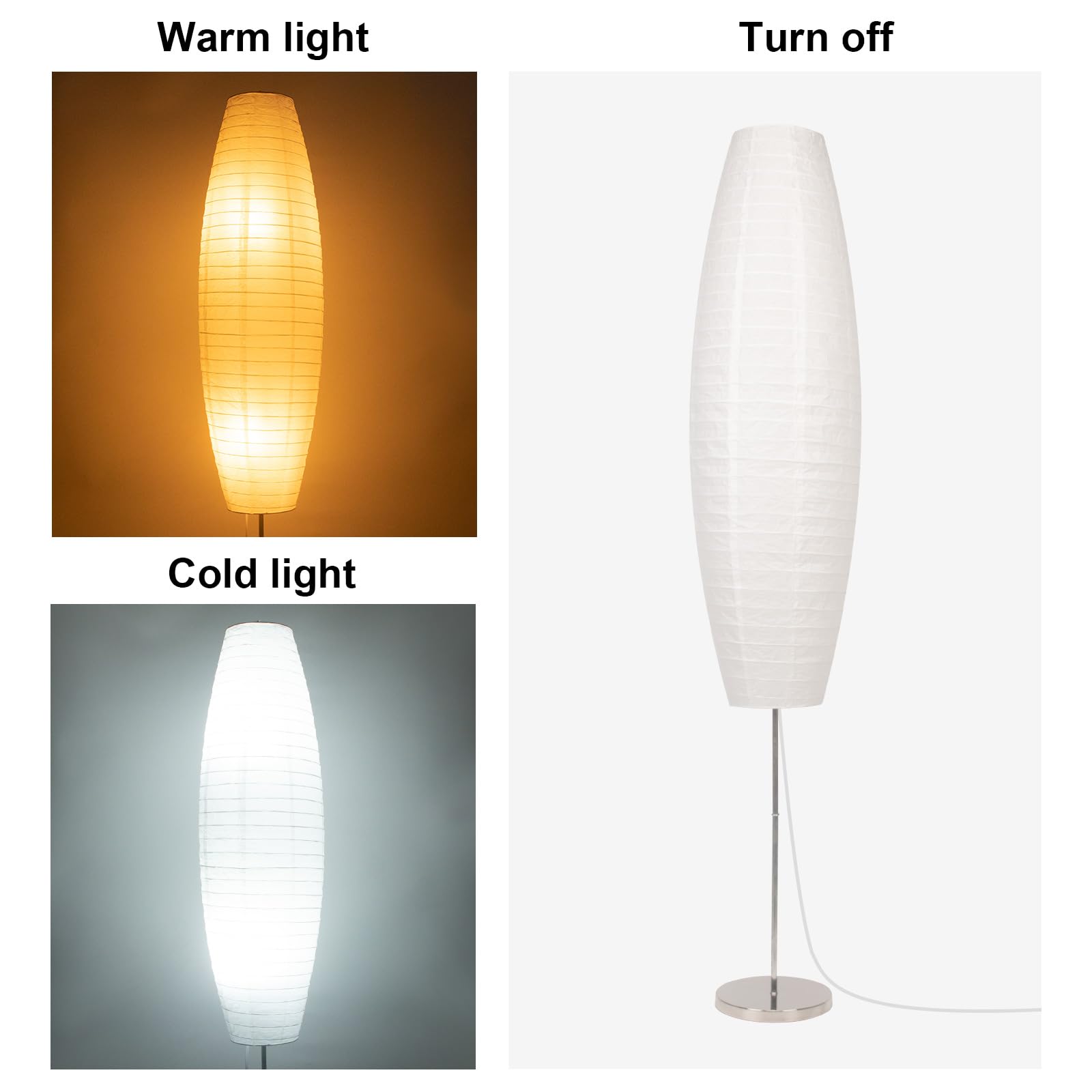 Lianheng Paper Floor Lamp, Rice Paper Lamp For Living Room, Japanese Floor Lamp Rice Paper Shade For Bedroom, Office& Living Roo