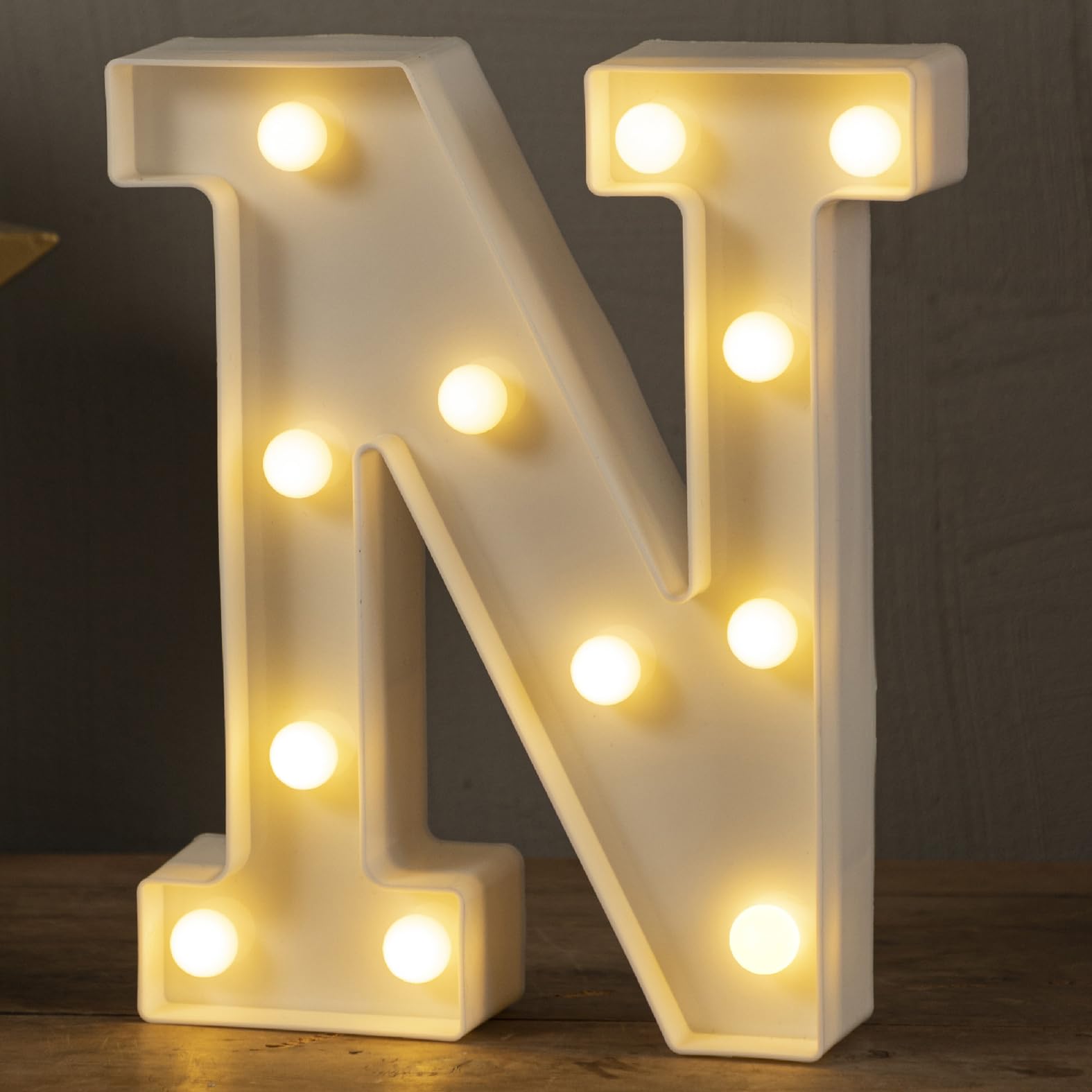 HXWEIYE LED Marquee Letters Sign N - 26 Light-Up Letters & Numbers 0-9, Warm White Plastic for Party, Home, Wedding Décor