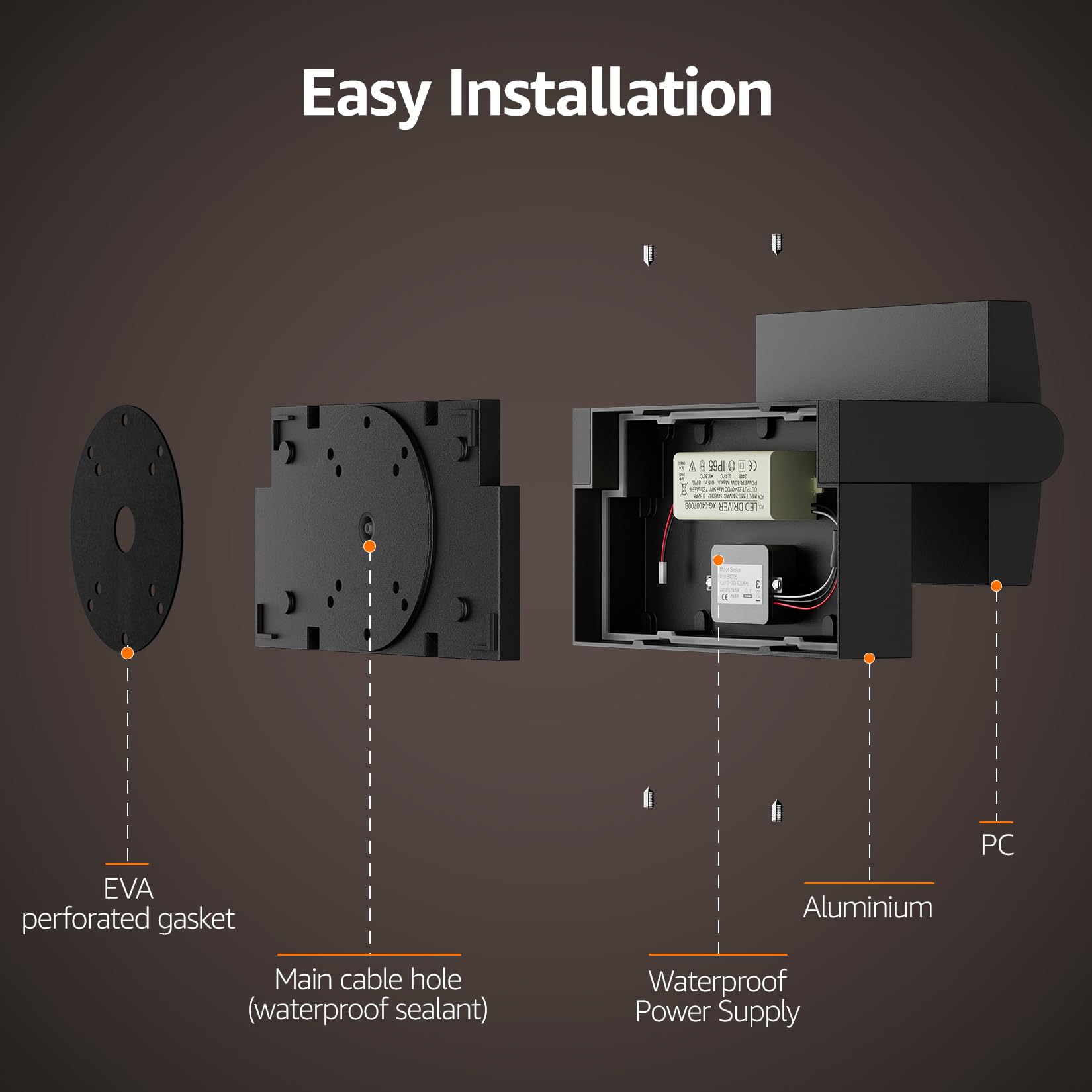 Lundwa 40W Motion Sensor Outdoor Wall Lights  3000K Black Led Light Fixture  Ip65 Waterproof Exterior Porch Light  360  Adjustable Head Flood Wall Lighting For House