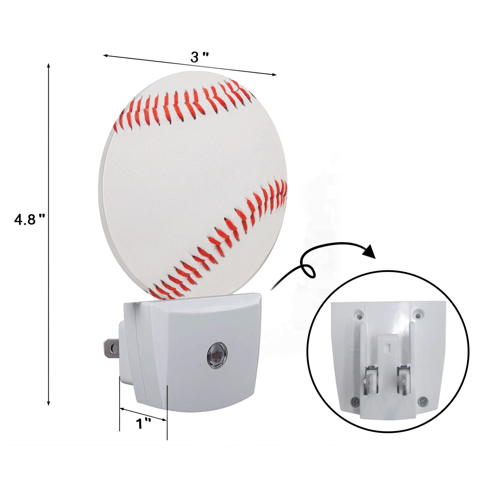 Axayaz Baseball Ball Stitch Night Light Sports Balls Games Leisure Activity Plug In Night Lamp Auto Sensor Energy Efficient Dusk To Dawn Led Home Decor