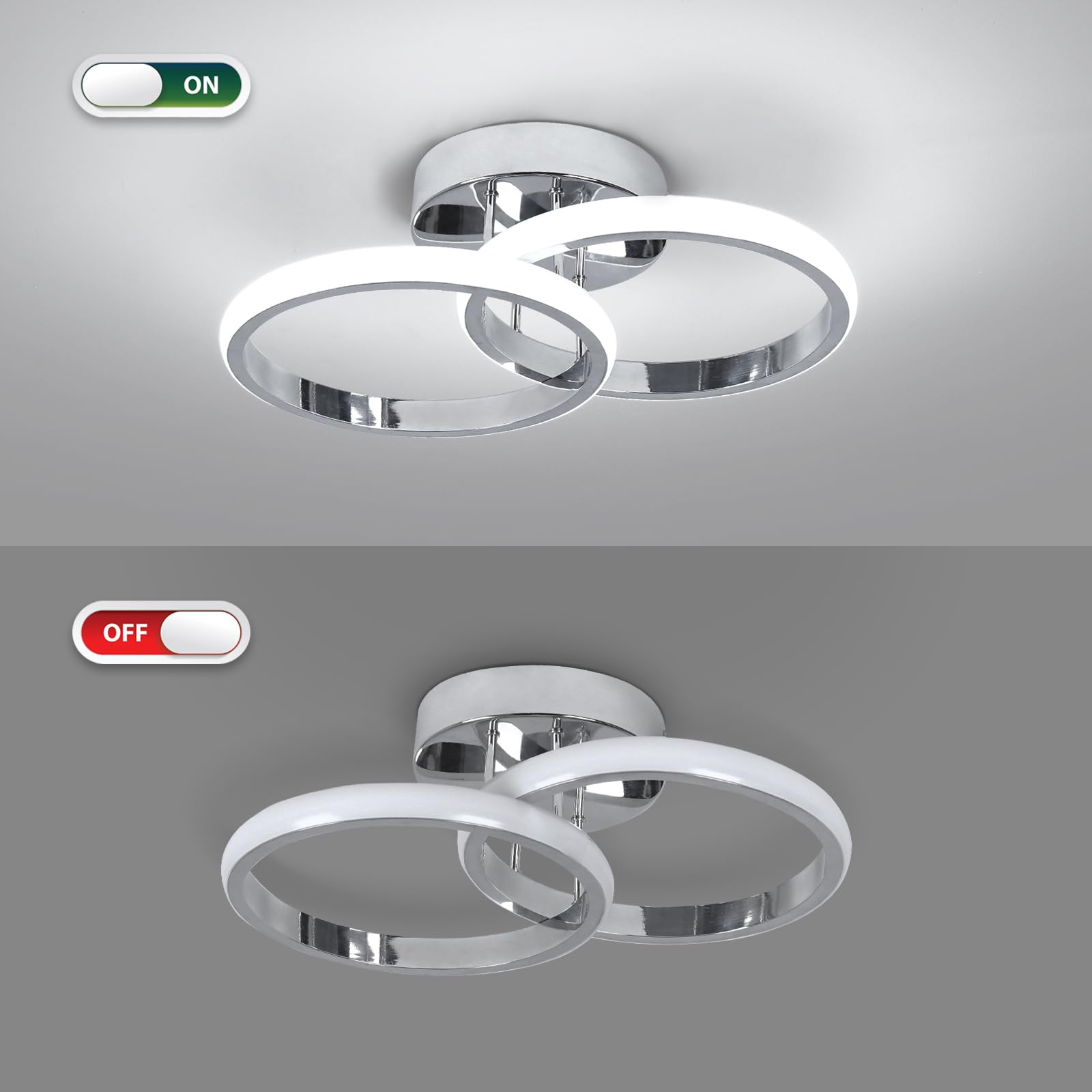 Caneoe Round Modern Led Ceiling Light Fixtures, 6000K Cool White Hallway Light Fixtures Ceiling, Bathroom Close To Ceiling Light