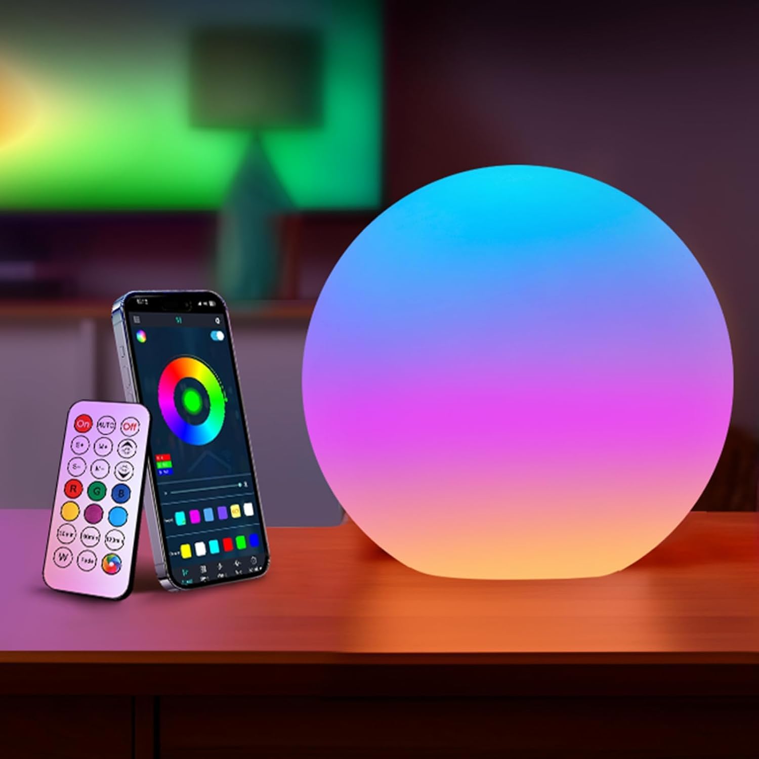 LOFTEK Color Changing Night Light, Smart LED Lamp with Bluetooth APP and Remote Control, 220 Scene Modes, 8-inch RGB Ball Mood L