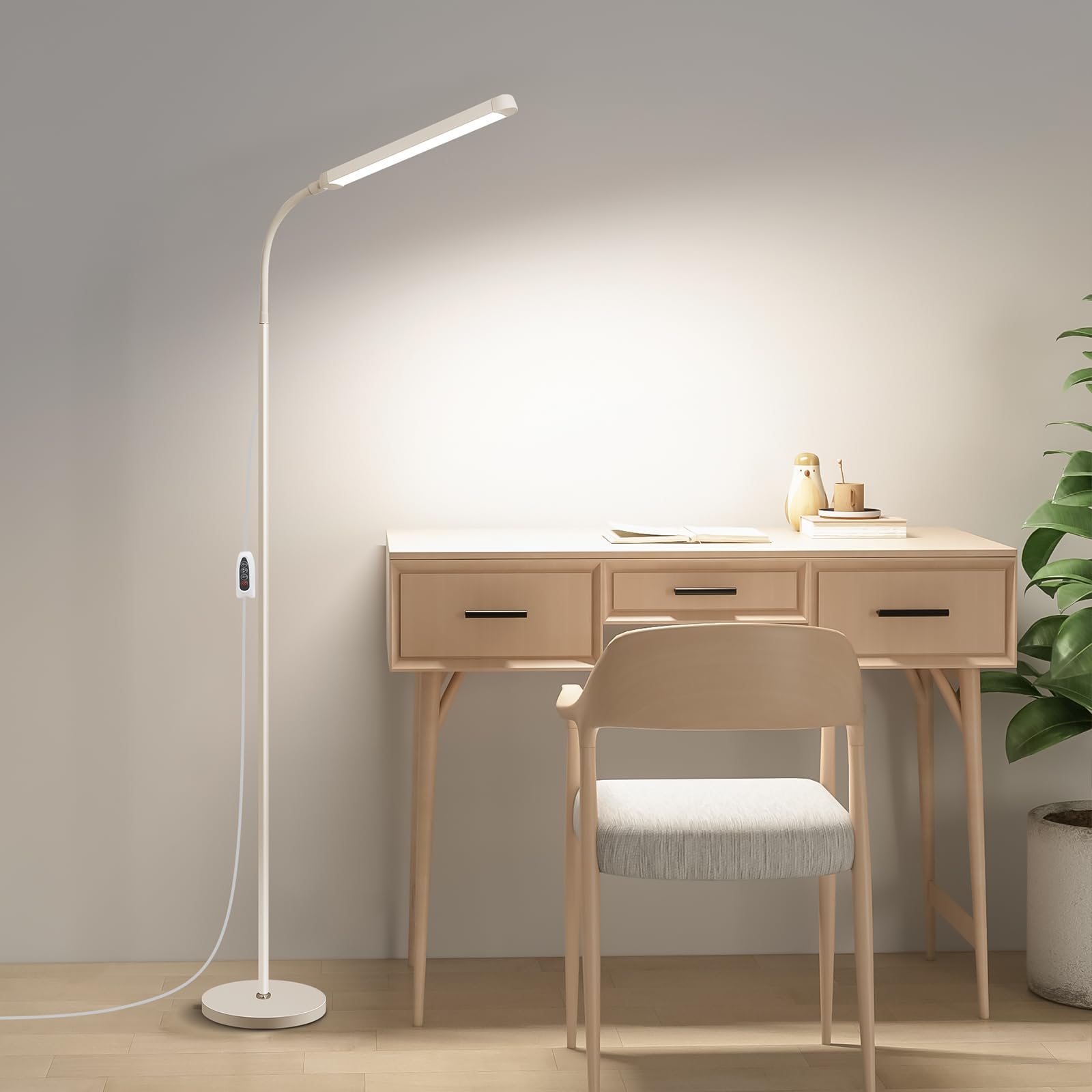 dujunlinghang White LED Reading Floor Lamp 12W Dimmable Gooseneck 3 Color Temperatures Model MD-5002 White