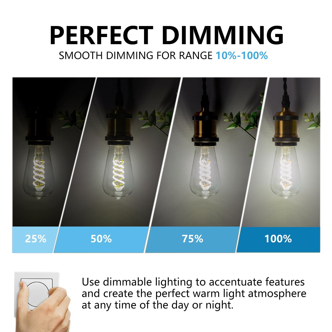 Dimmable Led Edison Bulbs,6W Equivalent To 60W Vintage Light Bulb, E26 5000K St58/St19 Led Bulbs, Antique Flexible Spiral Led Fi