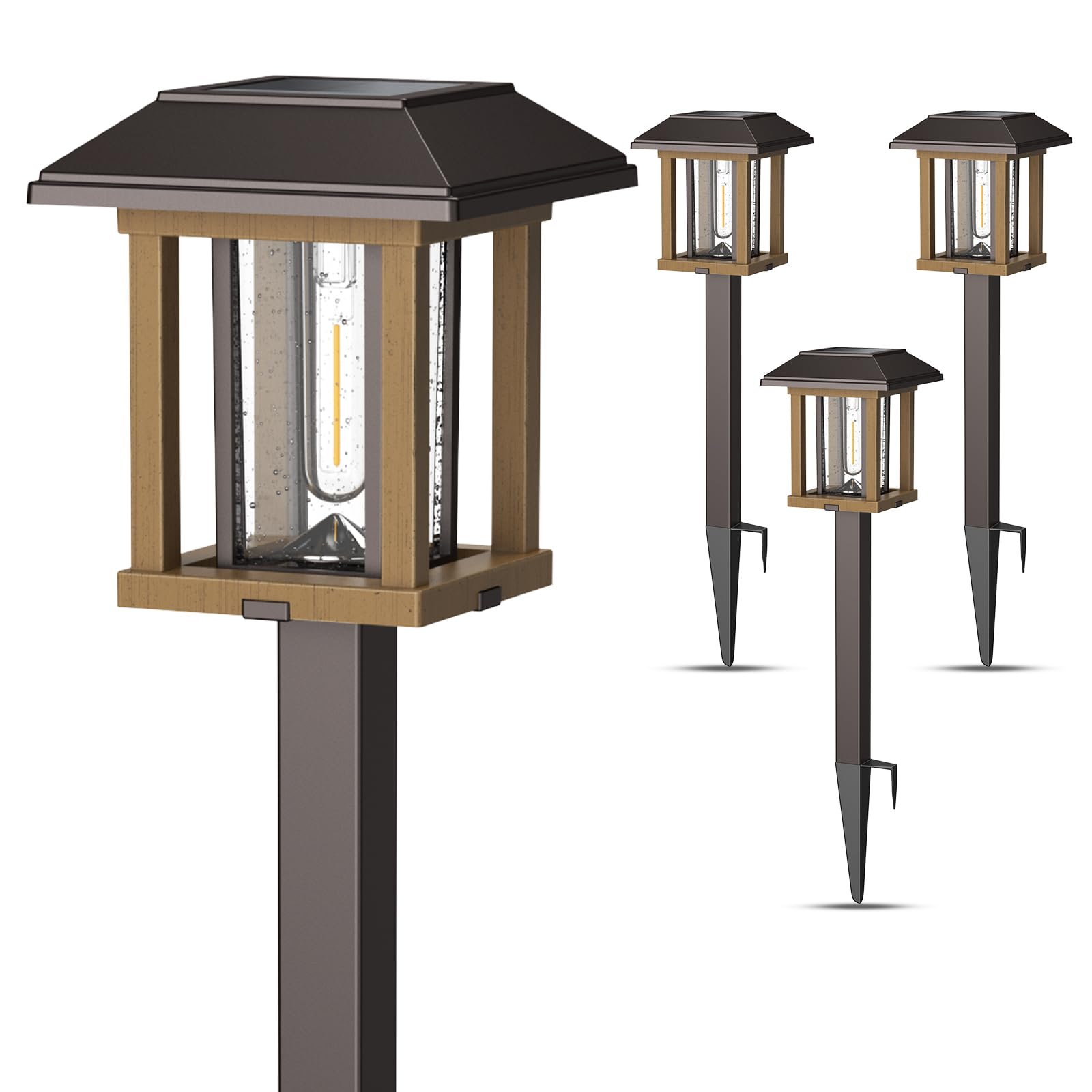 Xmcosy+ Solar Pathway Lights Outdoor Waterproof Ip65 - Dual-Tone 25 Lm Led Solar Garden Lights For Yard  Glass Outdoor Lighting For Garden Patio Yard Landscape Walkway Driveway Lawn Decor (Warm White)