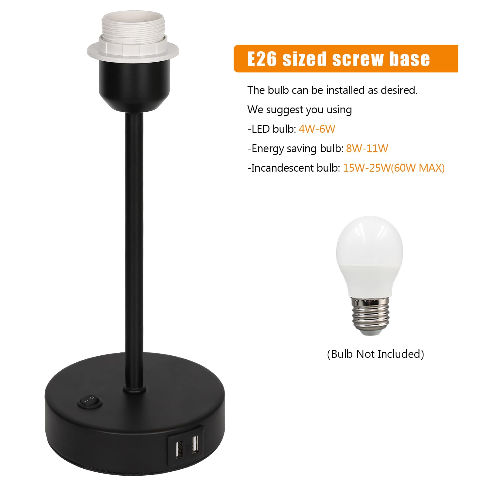 Js Nova Juns Set Of 2 Table Lamps With Usb Ports, Bedside Nightstand Lamps With Blue Fabric Shade For Bedroom Living Room Study