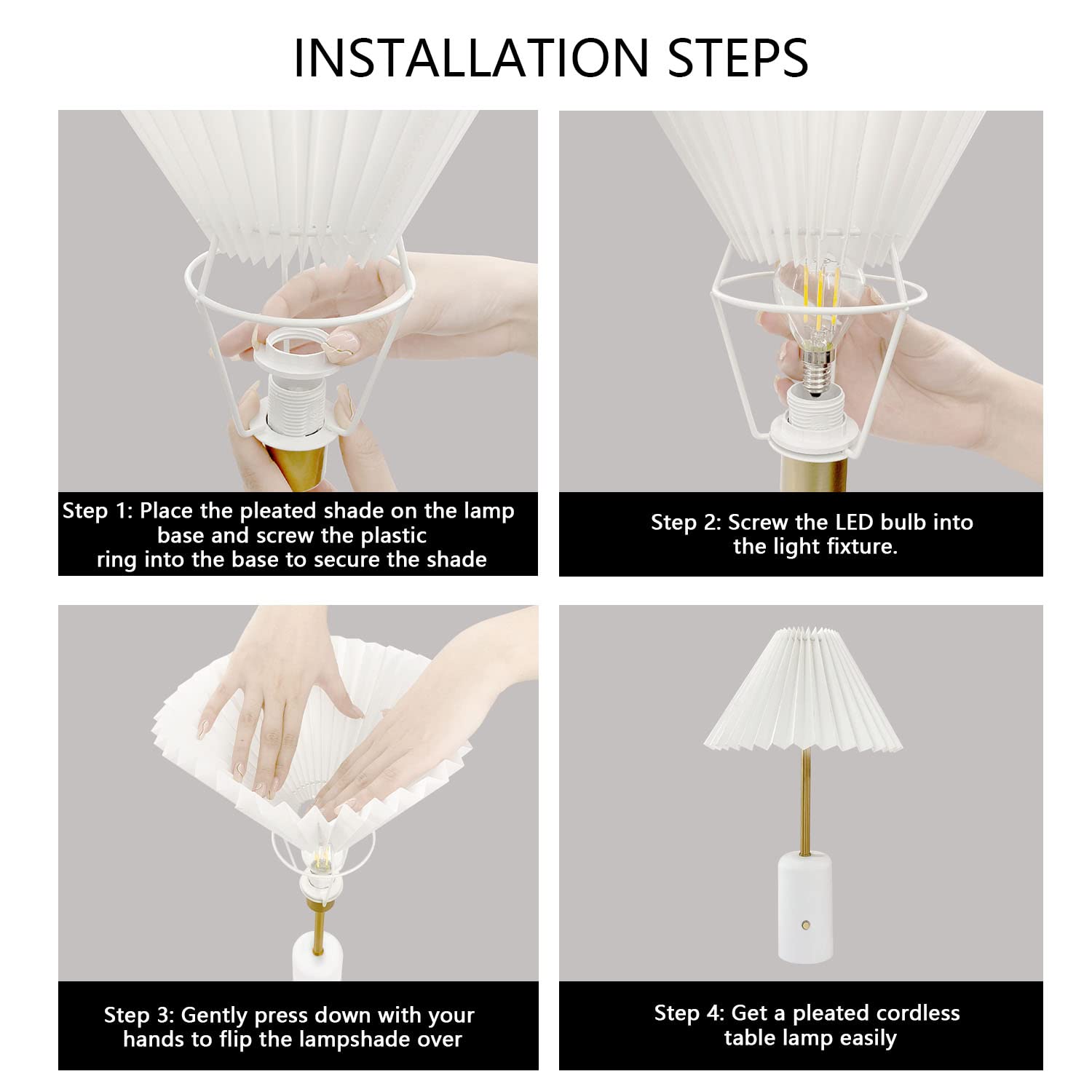 Chloranthus Cordless Table Lamp, Touch Control Stepless Dimming, 5000Mah Rechargeable Battery Pleated Desk Lamp For Bedroom/Beds