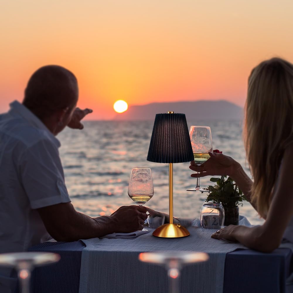 Hpufkot Led Metal Table Lamp - 3-Color Fabric Shade, Black, Model Zzbzd, Ideal For Bedroom, Nursery, Or Patio