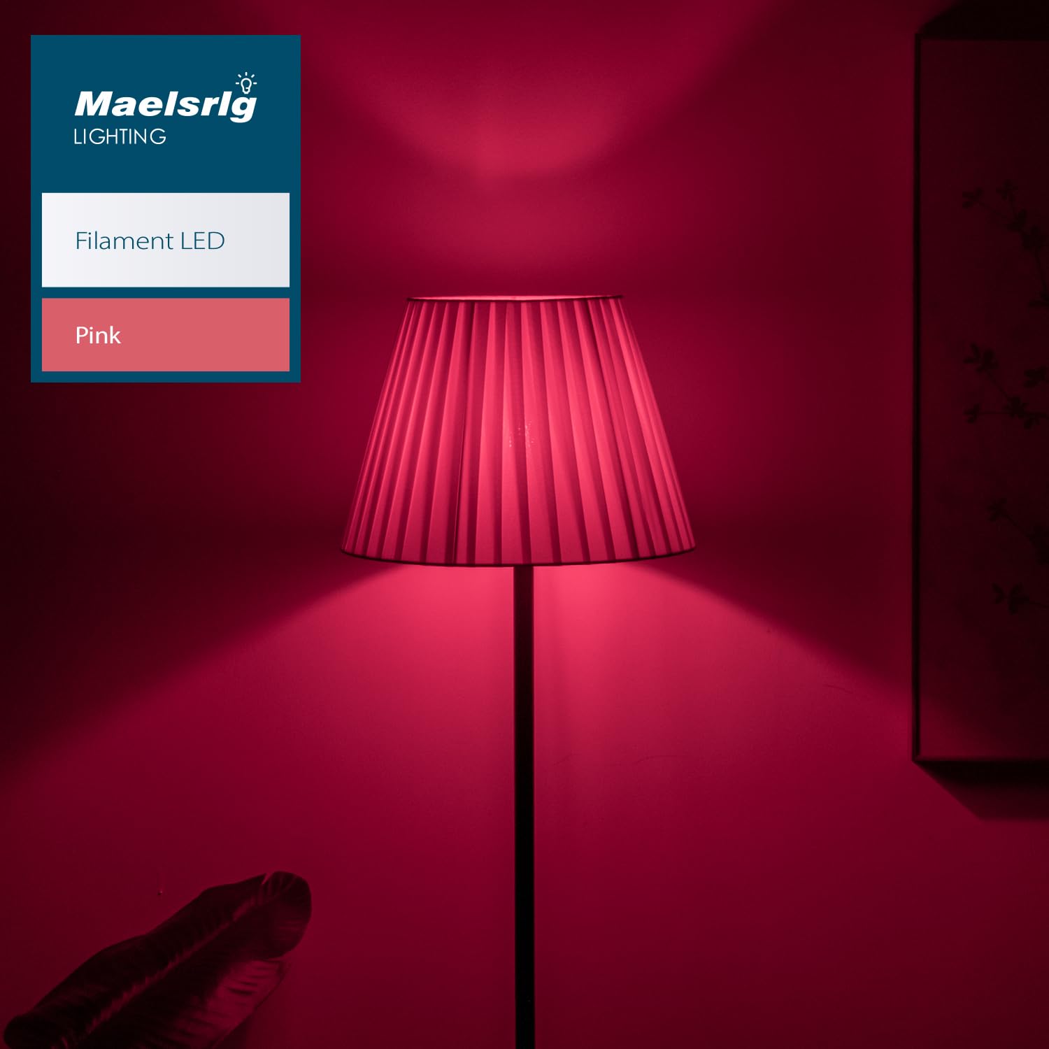 Maelsrlg Pink Light Bulb, 4 Watts, A19 Colored Led Filament Bulbs, Clear Glass, 120 Volts, Dimmable, E26 Base, 2-Pack