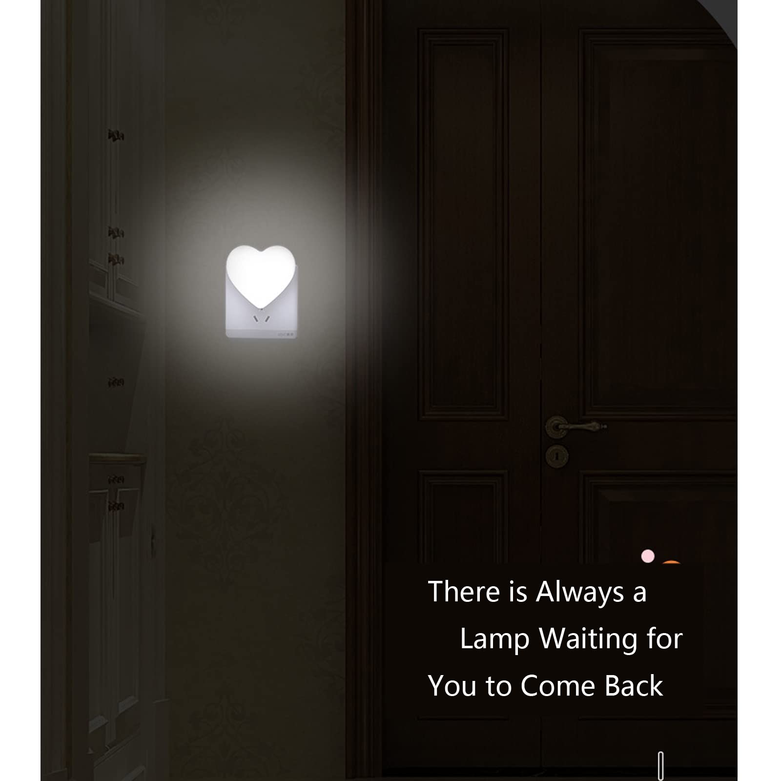 Cute Night Lights, Heart Shape Nursery Nightlight With Light Sensors, Auto Dusk To Dawn Sensor, Soft Warm White, Ideal Nightlight For Bedroom, Bathroom, Hallway, Kitchen (Pink)