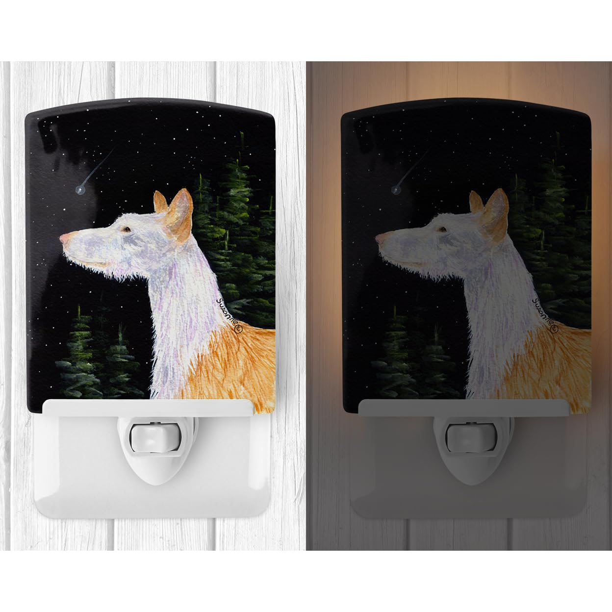Carolines Treasures Ceramic Night Light, SS8499CNL, 6x4x3in, Multicolor Ibizan Hound Design, UL-Certified for Bedroom, Bathroom, Nursery