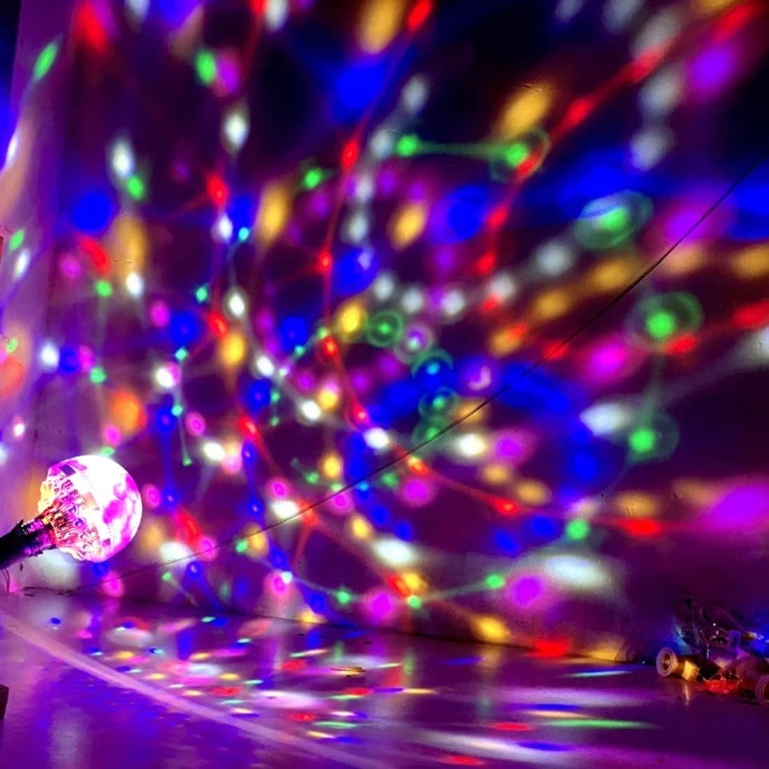 4Pcs Colorful Rotating Magic Ball Light Plug In Disco Ball Light Bulb With Sockets,Magic Ball Rgb Led Stage Light For Home Room