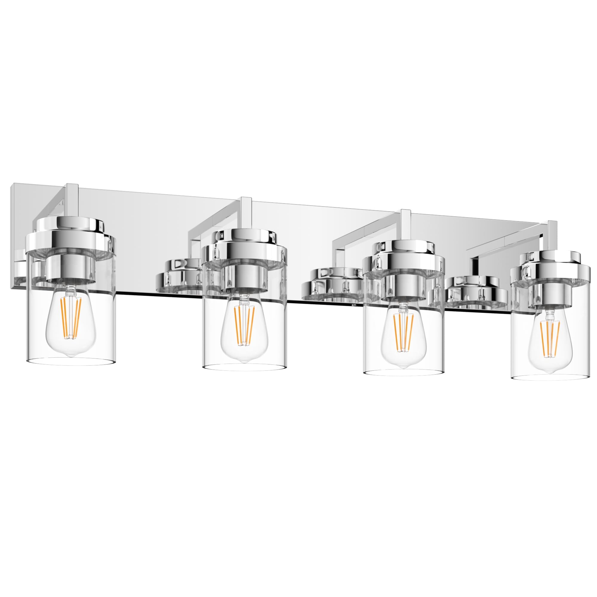 Espird Chrome Bathroom Light Fixtures, 4 Light Bathroom Vanity Light With Clear Glass Shade, 30 In Modern Vanity Light, Bathroom