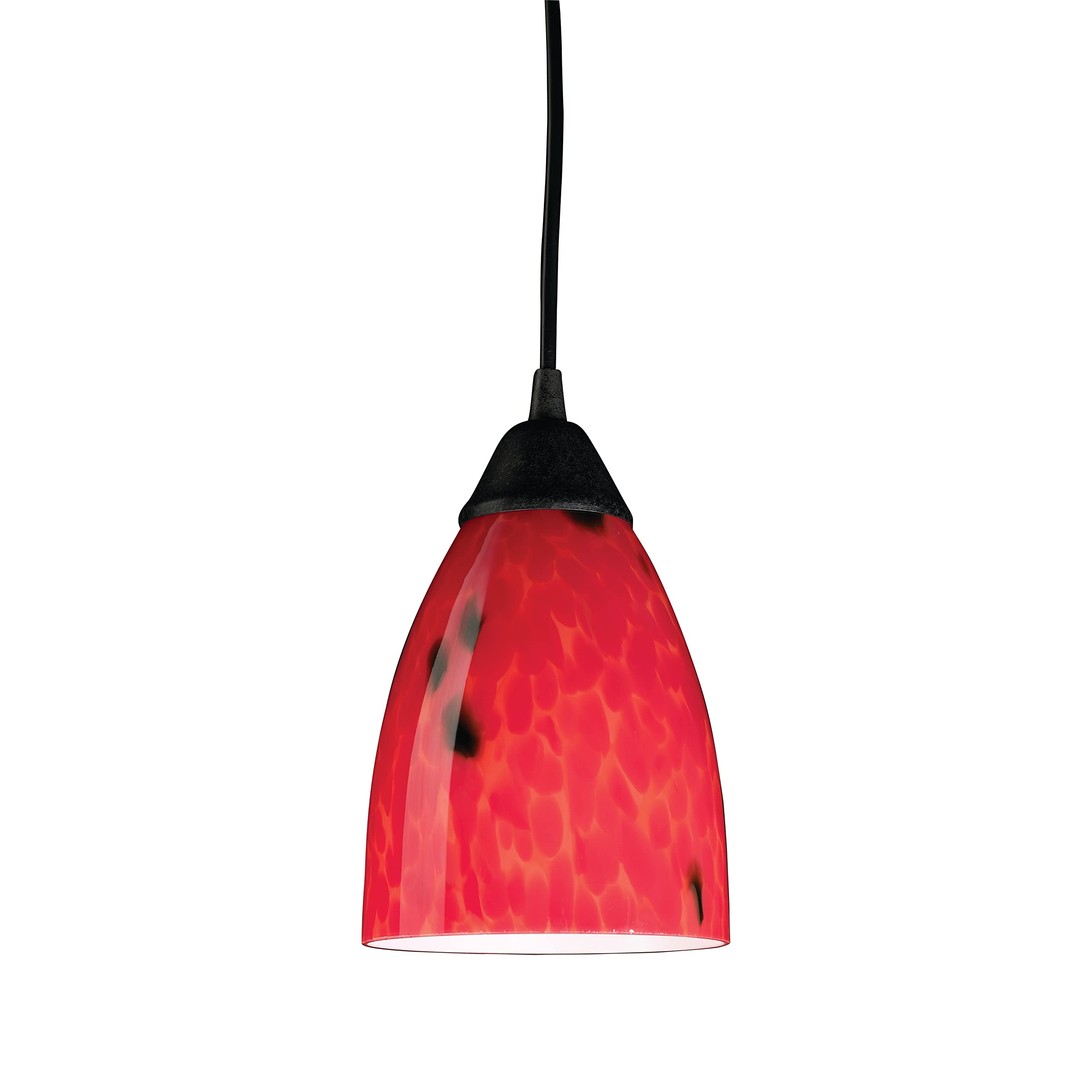 Elk Home 1-Light Pendant Light, Dark Rust Finish, Fire Red Glass Shade, Modern Lighting Fixture