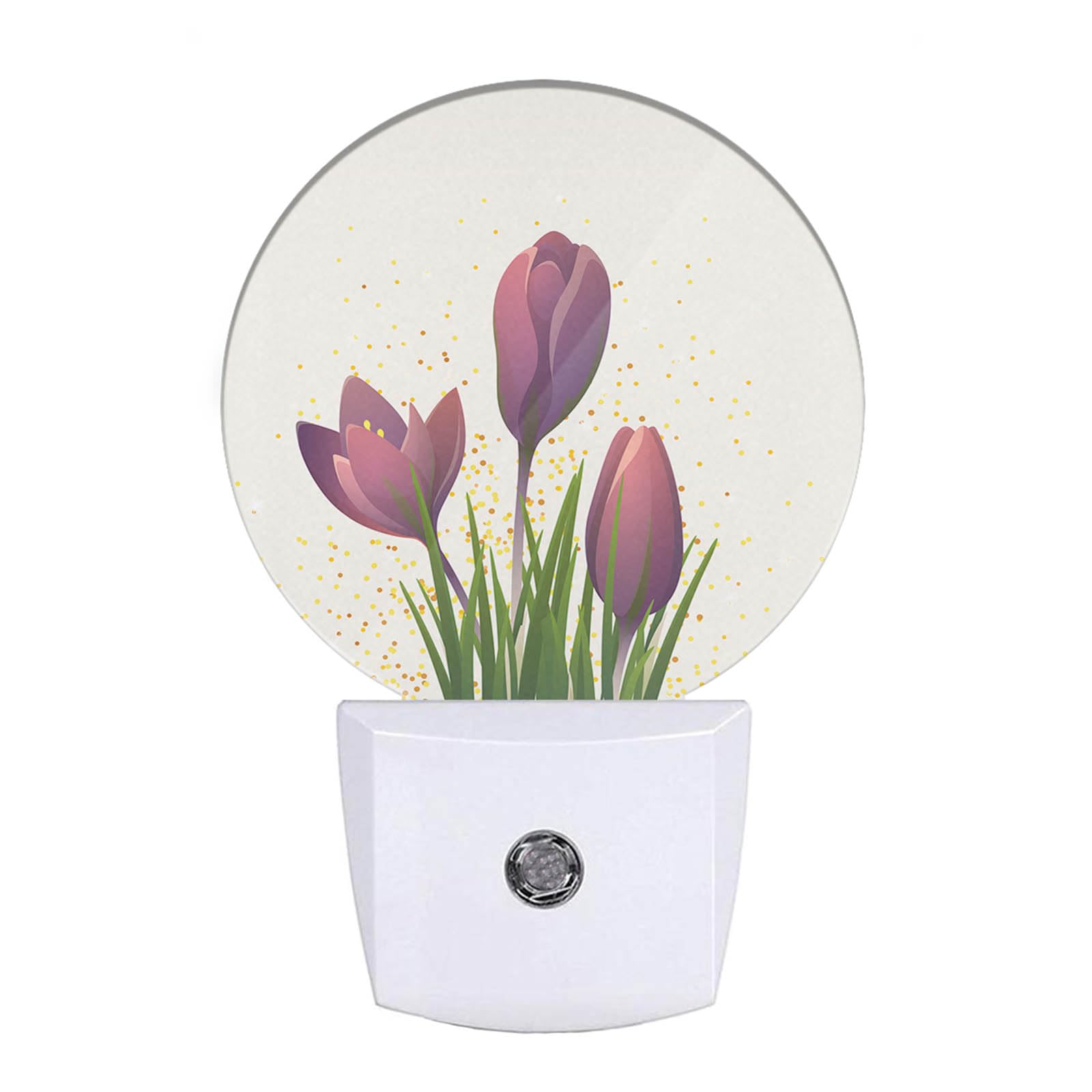 Uanvaha Tulip Night Light Purple Flower Tulips Floral LED Dusk to Dawn Night Lamp Auto Sensor for Bedroom Bathroom Hallway Livin