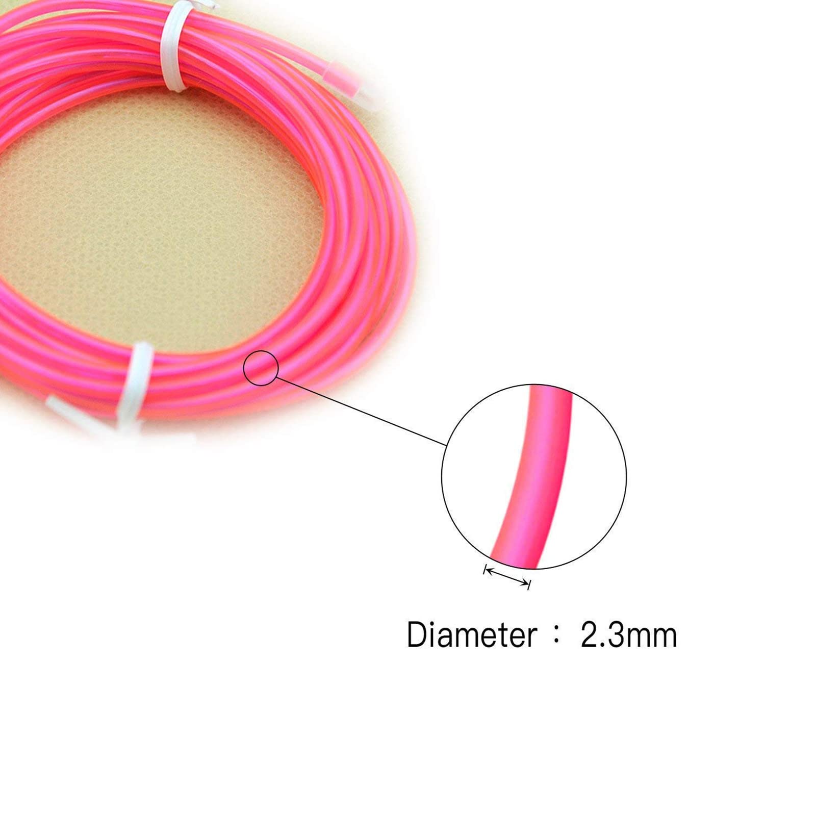 lychee EL Wire Neon Light - 9ft, Strobing, Battery Pack, Plastic, Pink, Model 011
