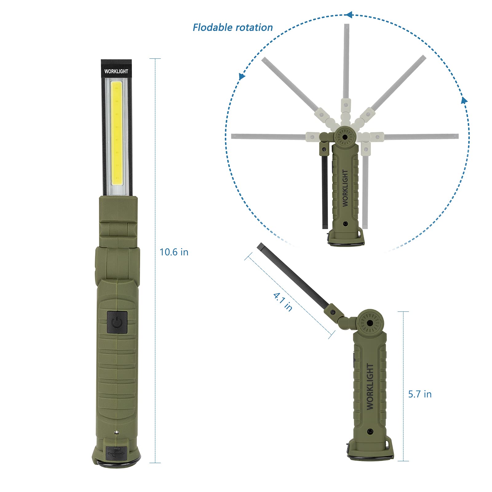 Led Rechargeable Worklight Vagocom Tools For Mens Dad Gift,Magnetic Flashlights With Hook 360° Rotate 5 Modes Emergency Light For Mechanic, Automotive,Camping And Christmas Birthday Gift(2 Pack)