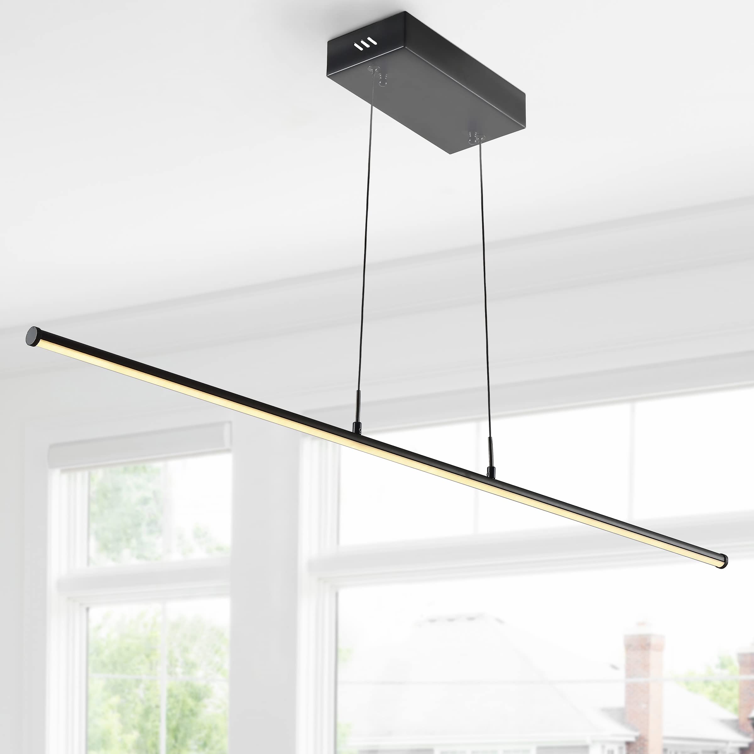 JONATHAN Y Linear Pendant Light, Dimmable, Adjustable, Metal, 39.5in, Black, Model JYL7023B