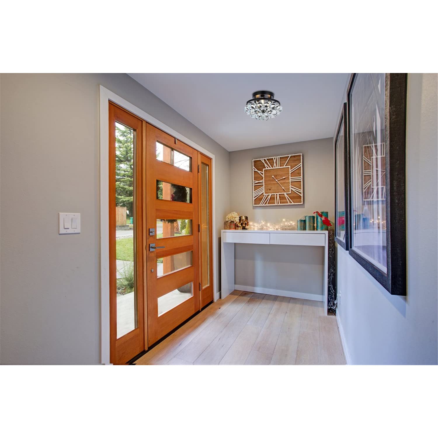 Elegant Lighting Black Crystal Flush Mount, 10&quot; Iron Design, Stylish Home Illumination