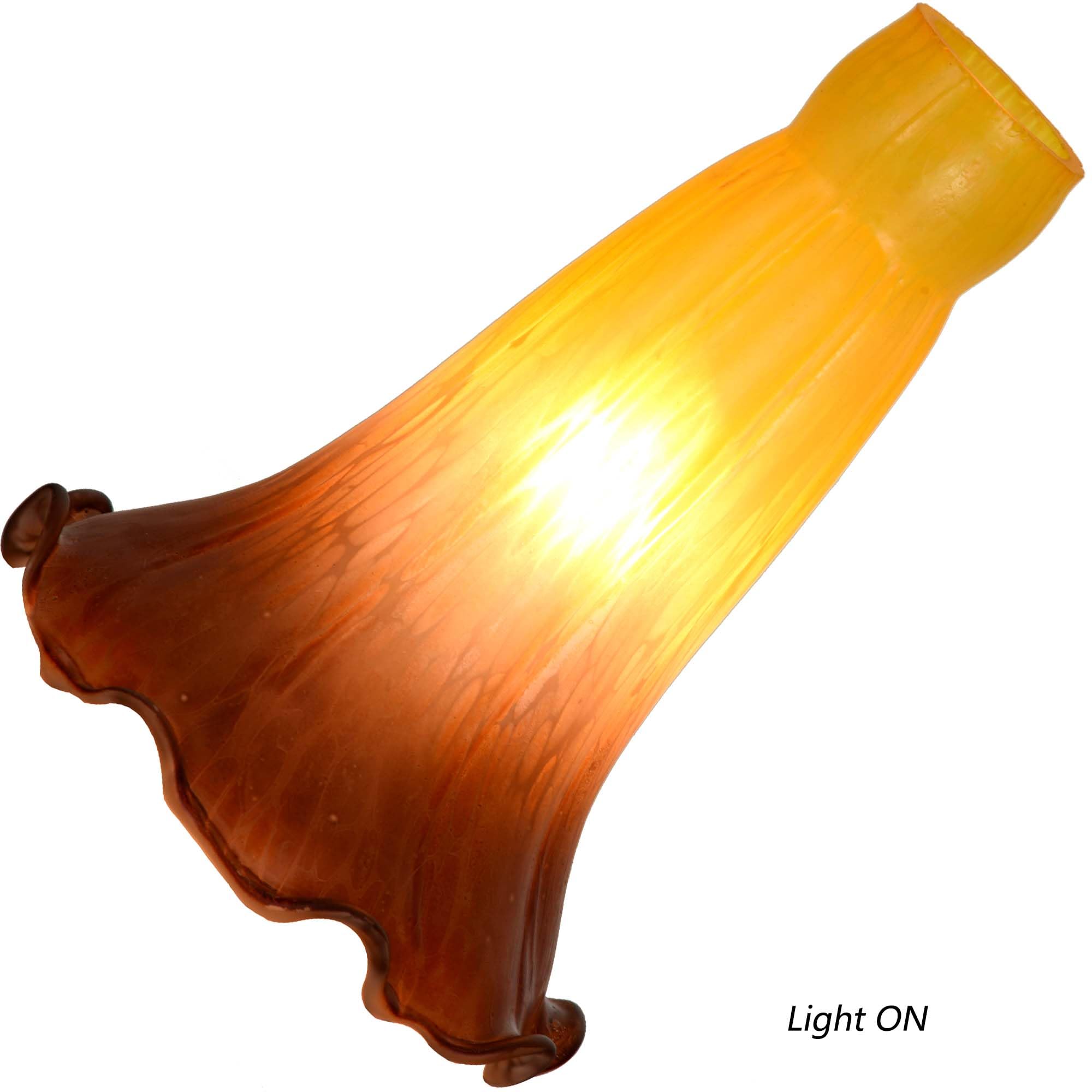 Bieye Blown Glass Lampshade - Lily Flower Design, Yellow Brown, Small I.D. 0.87" x O.D. 1", Model LILYSHADE