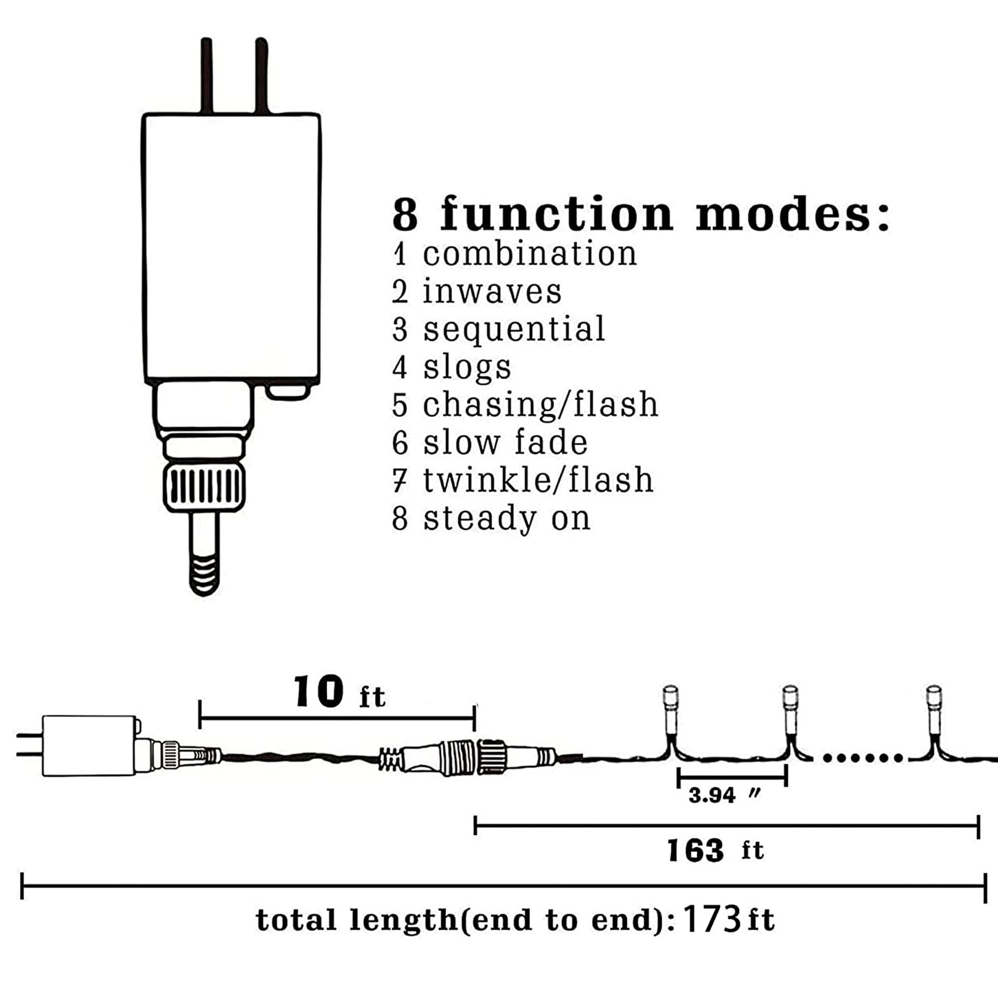 FUNPENY 500 LED Halloween Christmas Lights, Waterproof, 8 Modes, Purple & Orange, Model HB-500CO