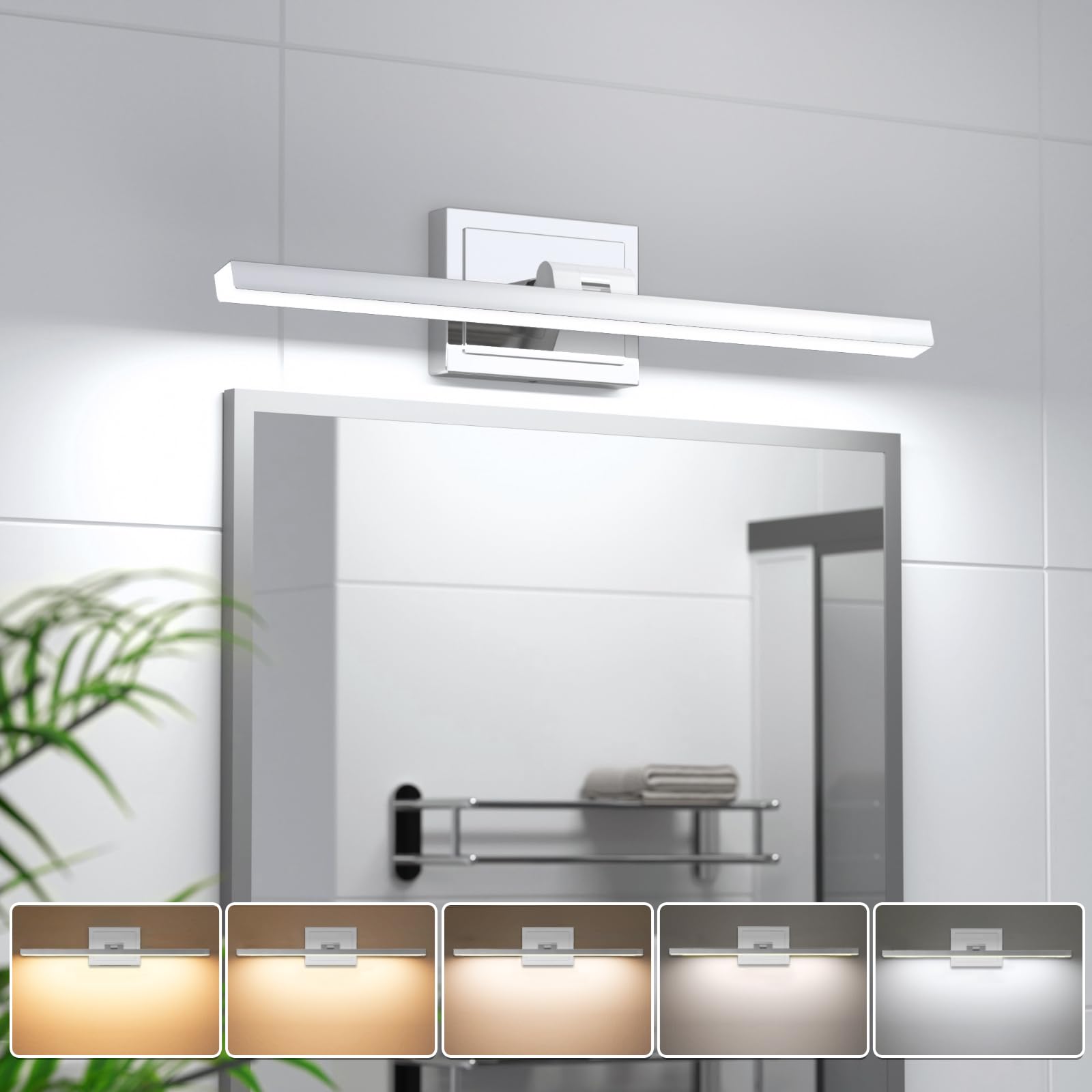 VOLISUN Bathroom Vanity Light Fixture, 24 inch, 14W Dimmable, Chrome, ETL Certified, Model 21321ZM, Rotatable, Acrylic