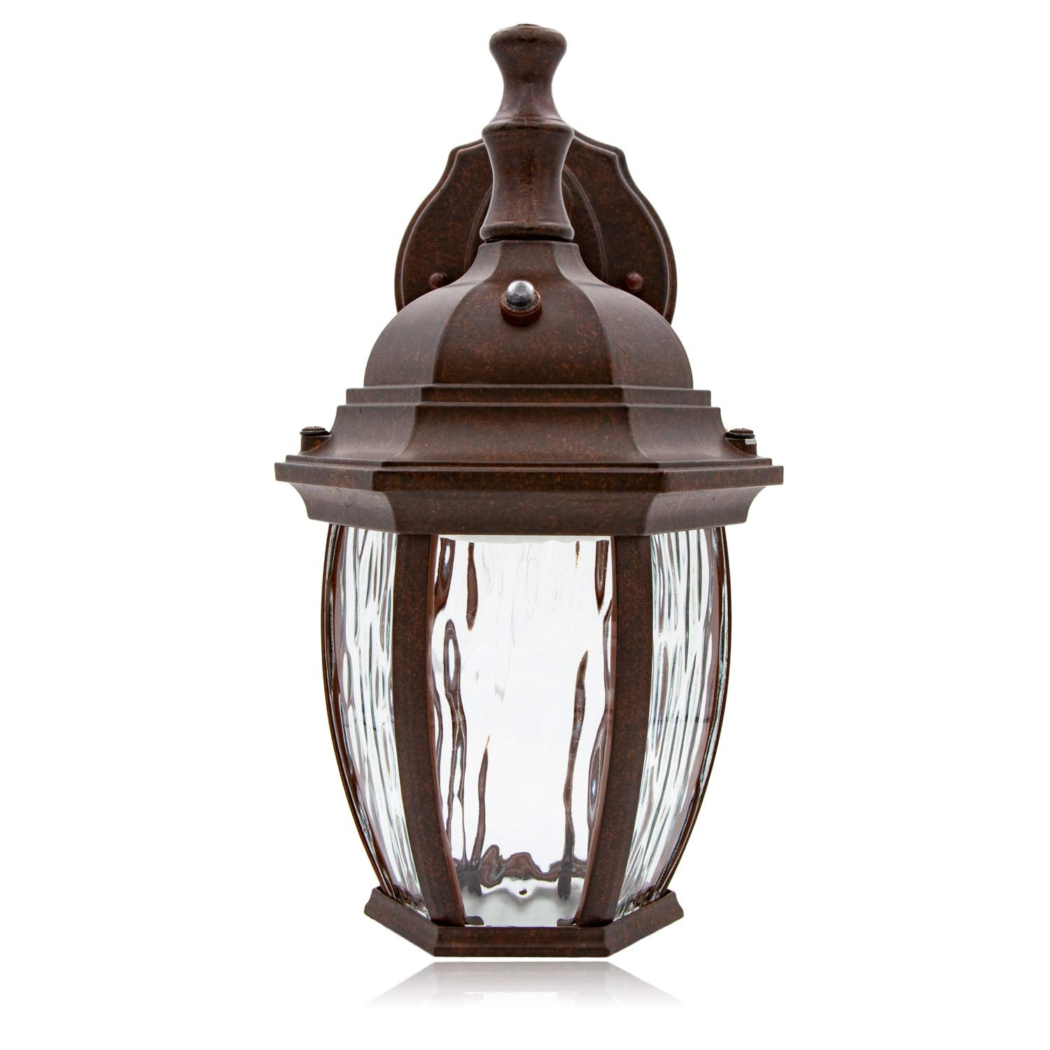 Maxxima Led Outdoor Wall Light - Features Clear Water Glass, 3000K Warm White, 580 Lumens, Dusk To Dawn Photocell Light Sensor,