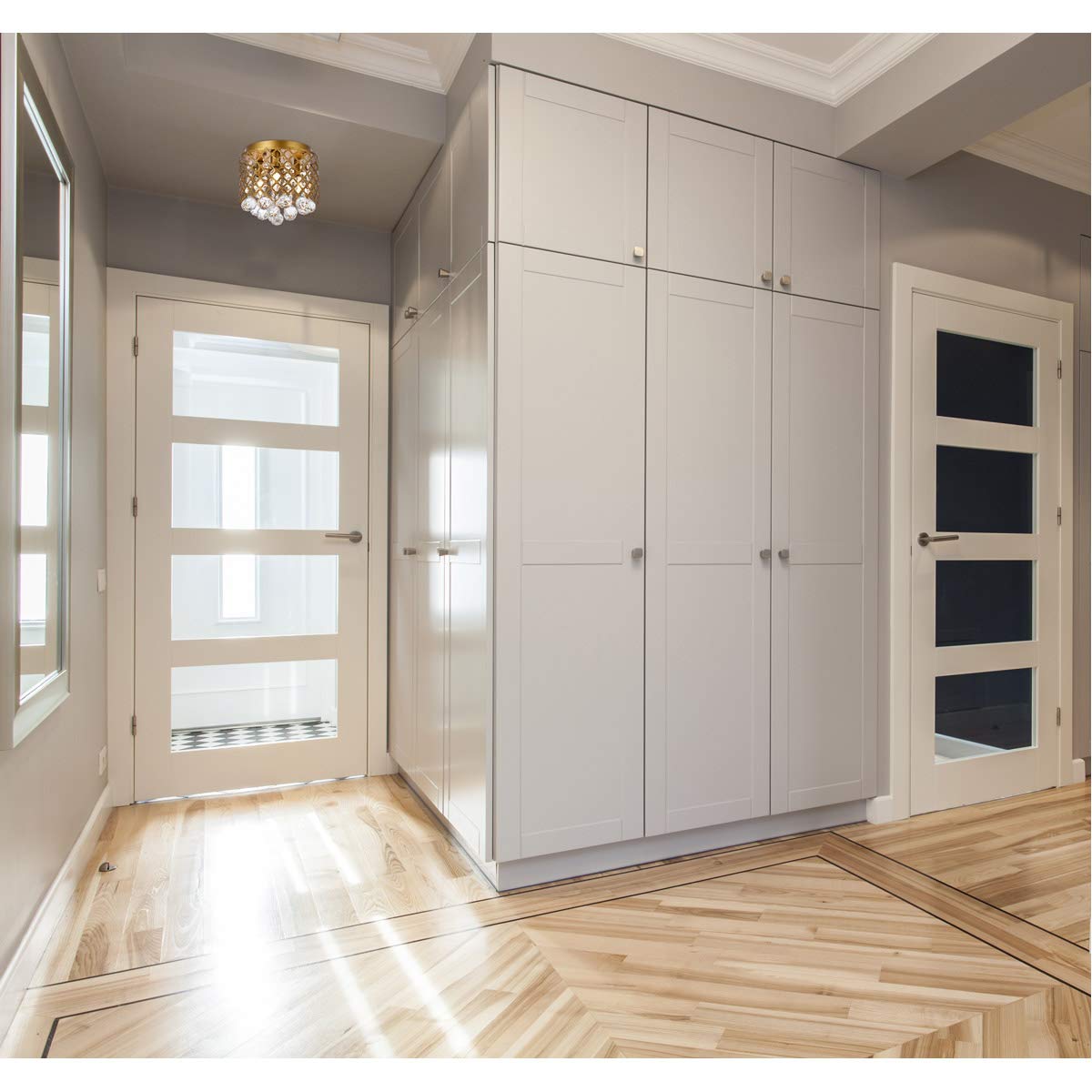 Elegant Lighting Living District Tully 3-Light Contemporary Metal Flush Mount in Brass and Clear