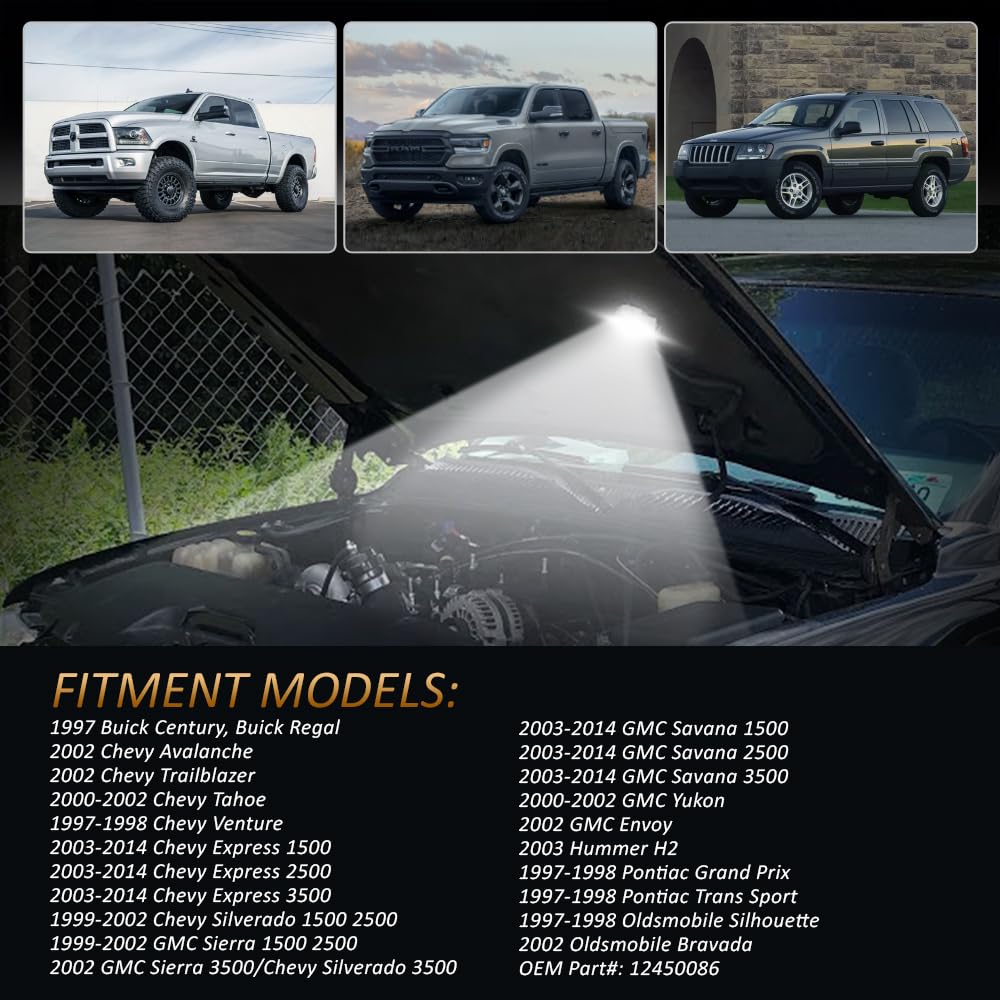 D-Lumina Led Under Hood Light Assembly For Chevy Silverado Express Tahoe Gmc Sierra Savana Yukon, Powered By 18-Smd 6000K White